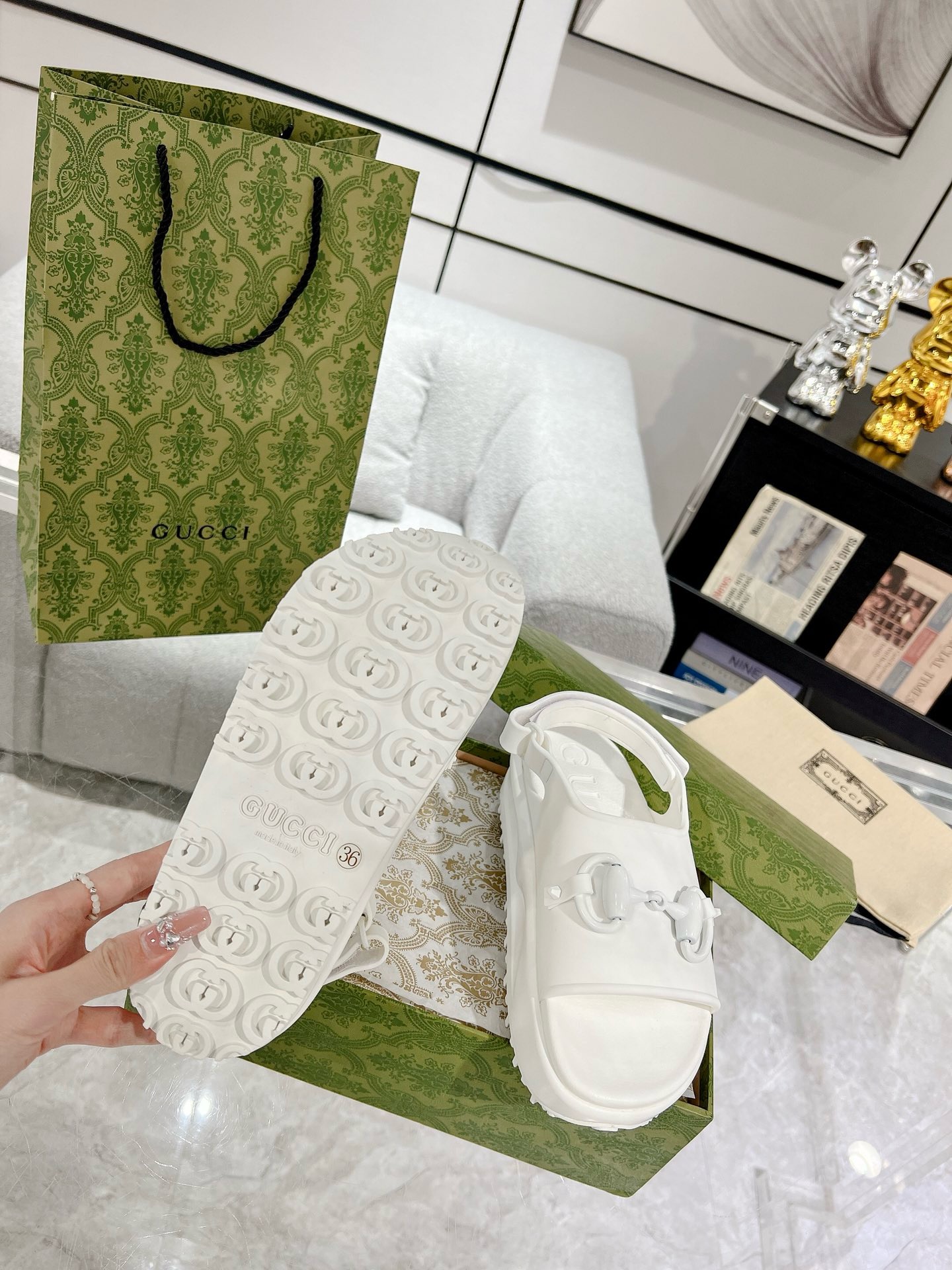 GUCCI Horse-bit buckle platform sandals