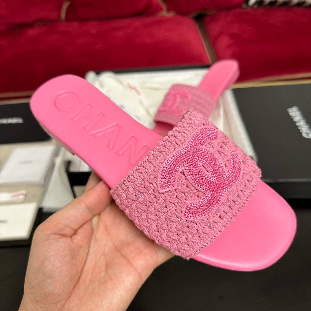 CHANEL  coco beach Woven slippers