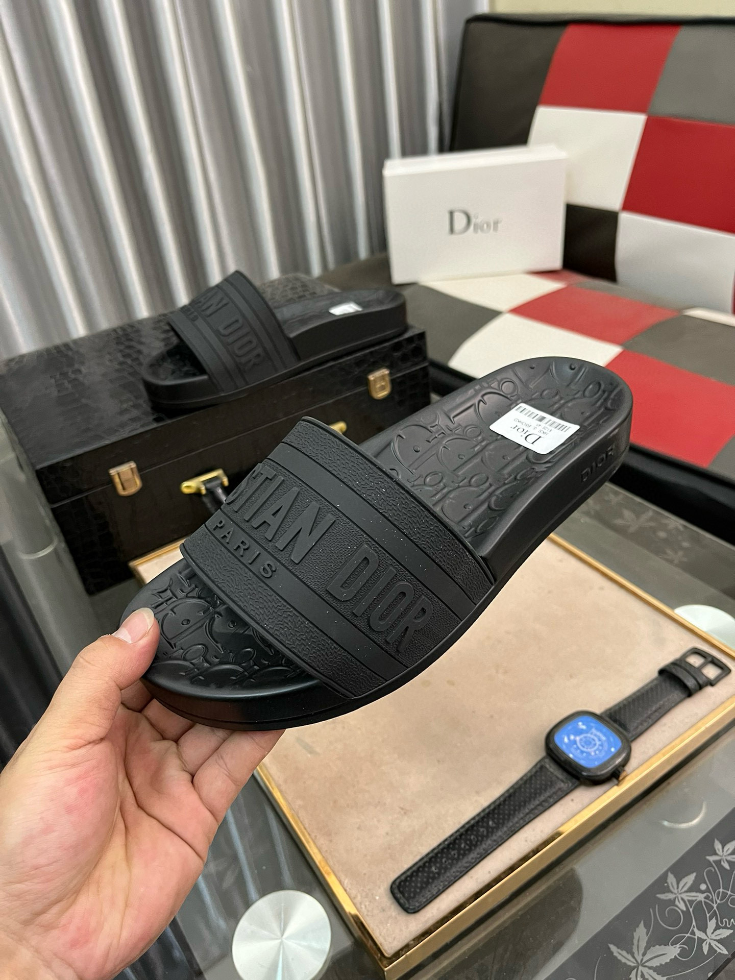 DIOR Embossed rubber slippers