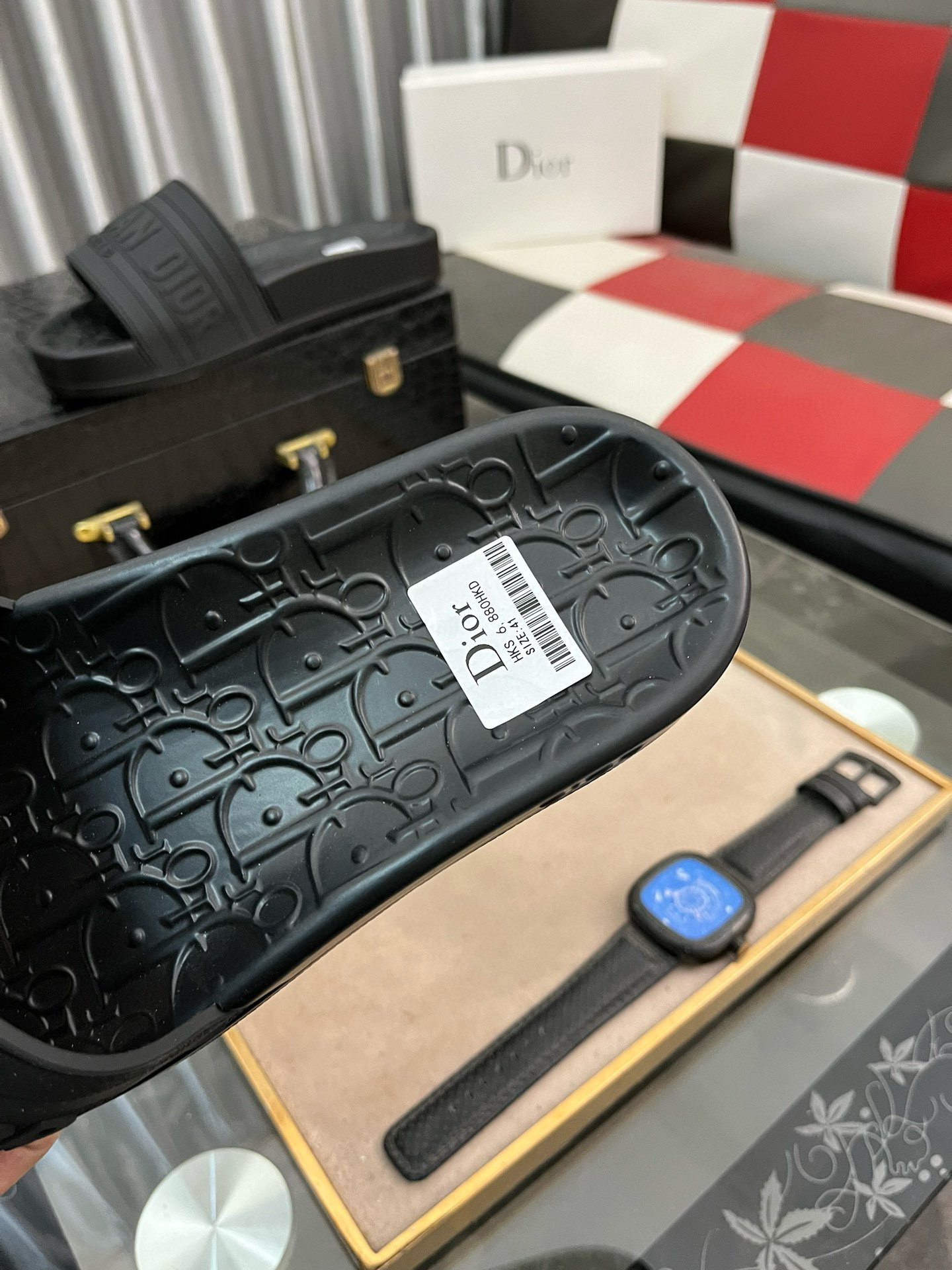 DIOR Embossed rubber slippers