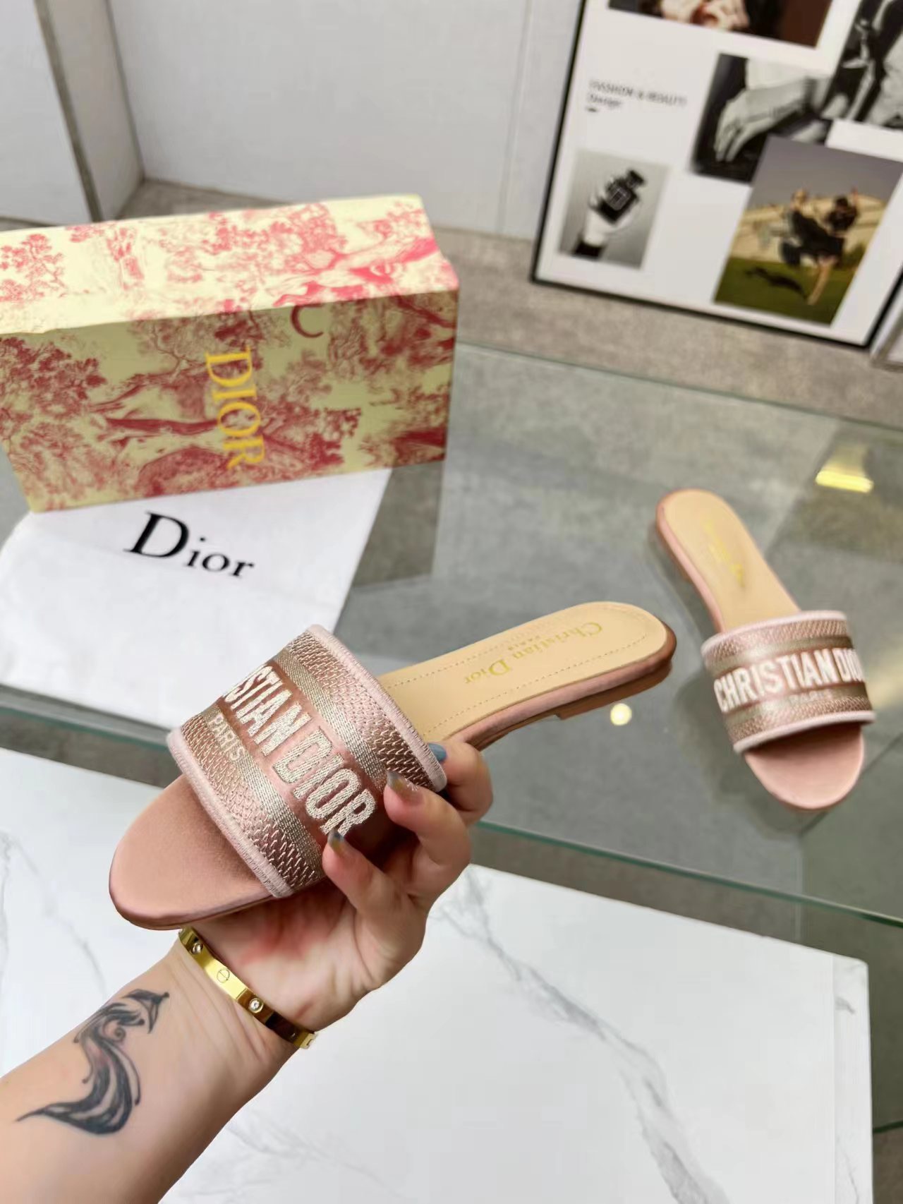 Dior Customized letter jacquard embroidered sandals