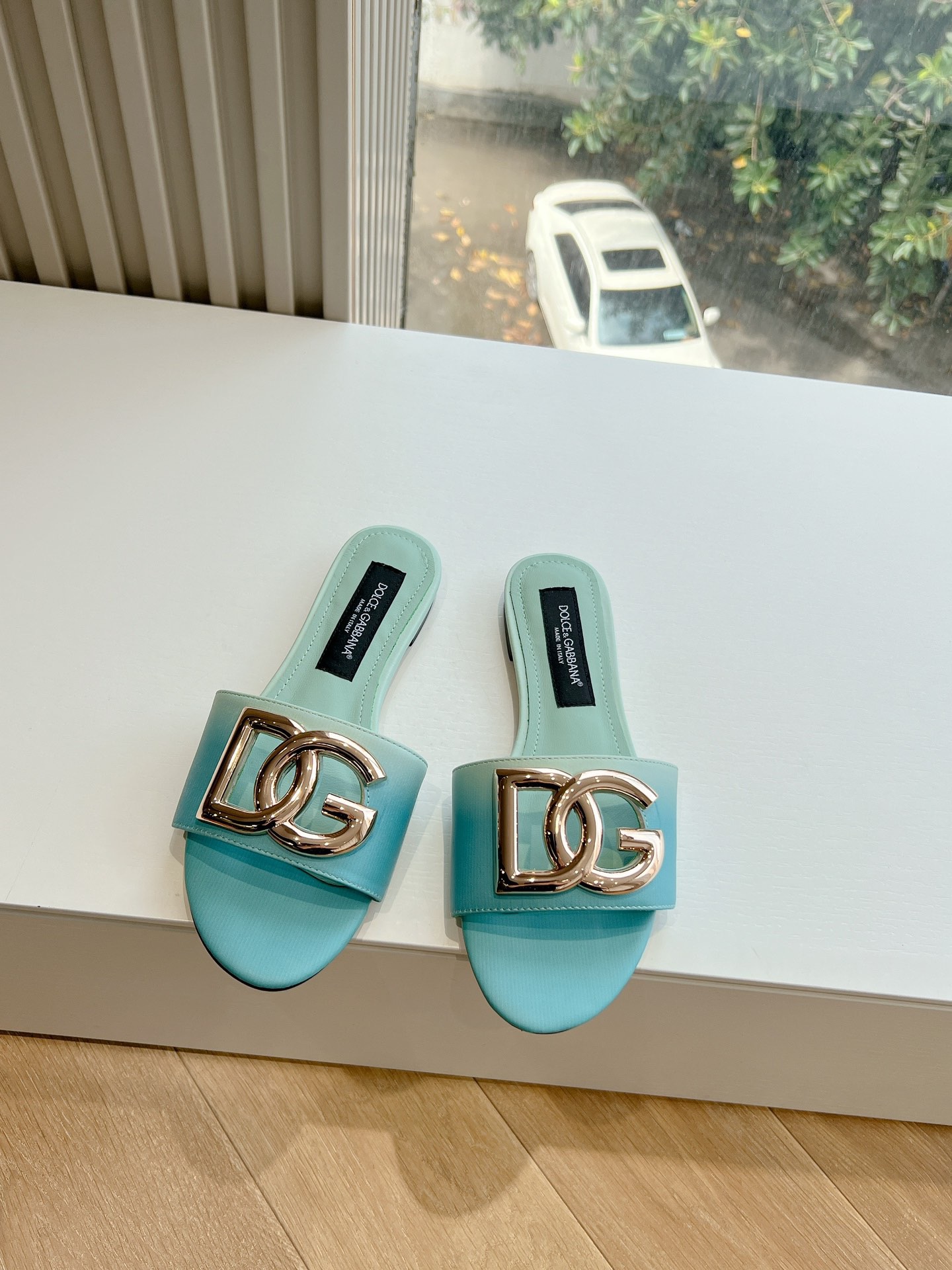 Dolce & Gabbana Gradual blue flat slippers
