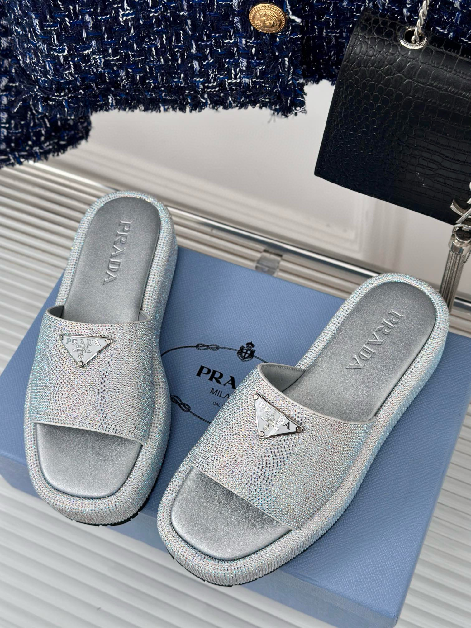 Prada Rhinestone slippers