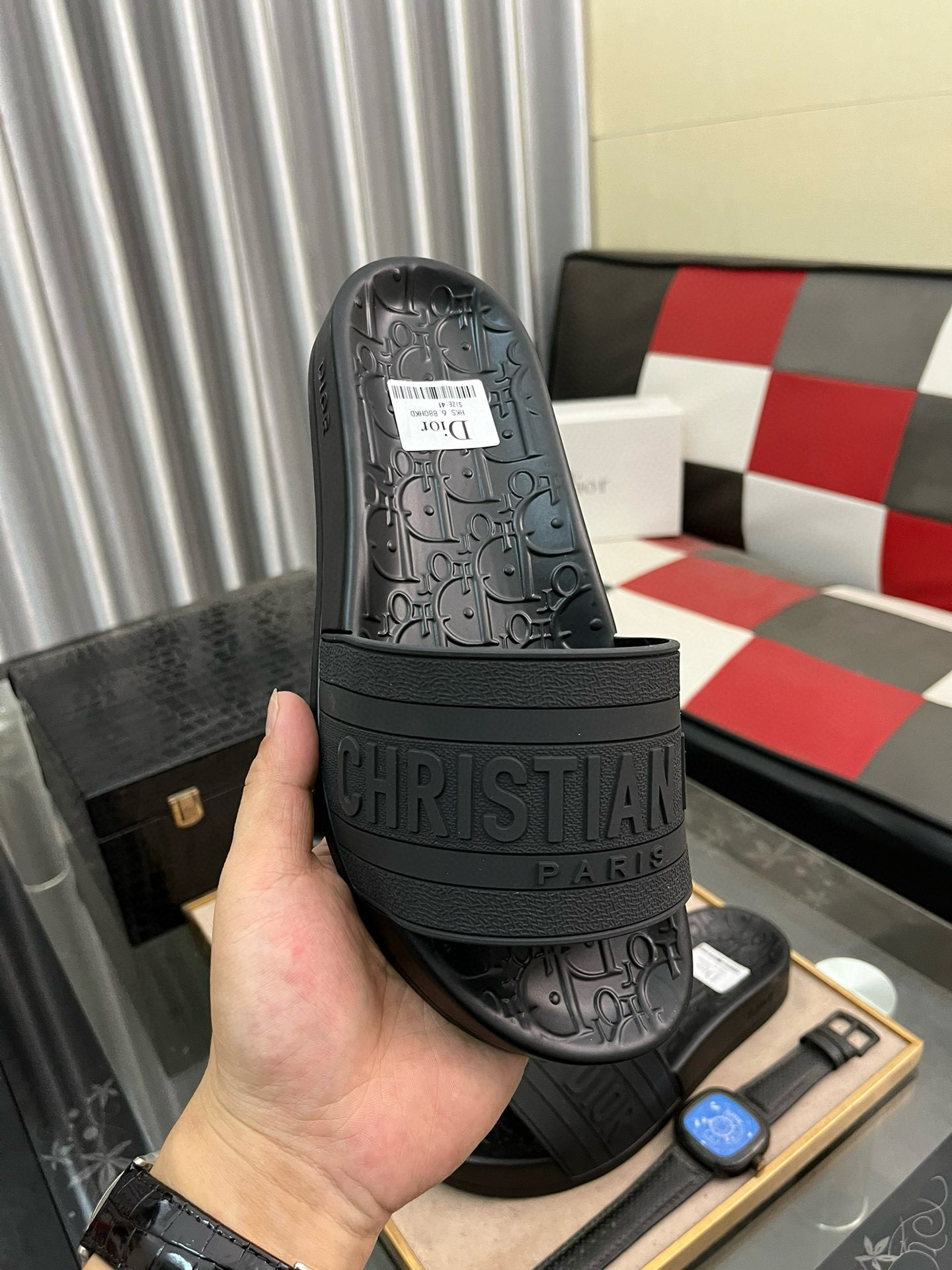 DIOR Embossed rubber slippers