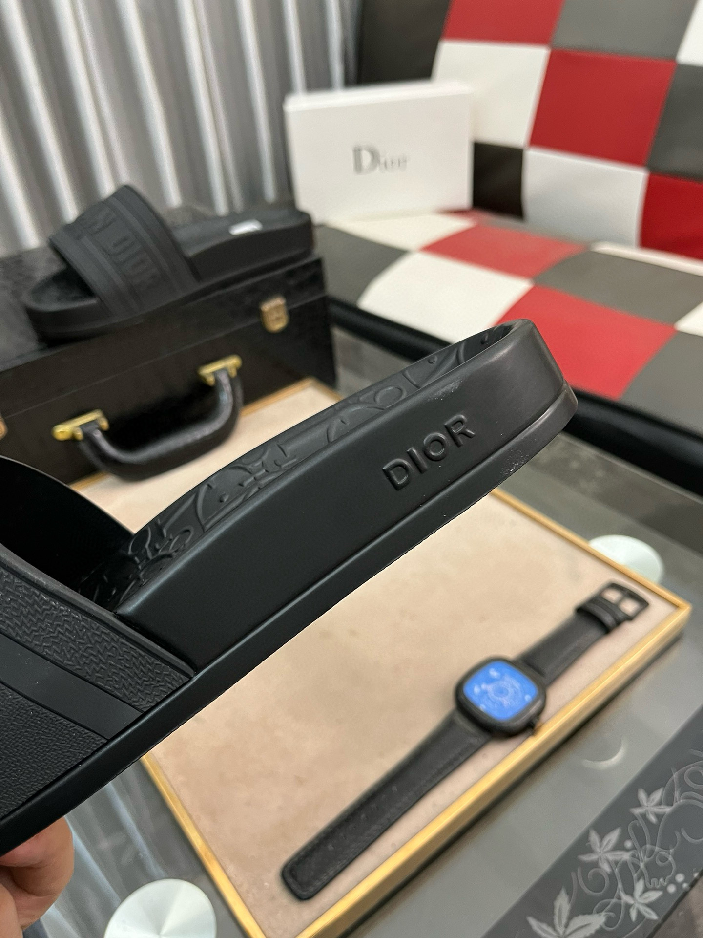DIOR Embossed rubber slippers