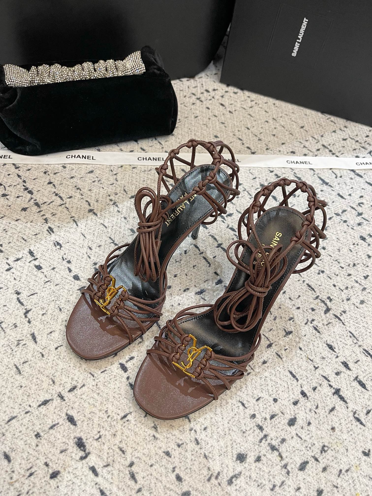 SAINT LAUREN YSL Strap high heels