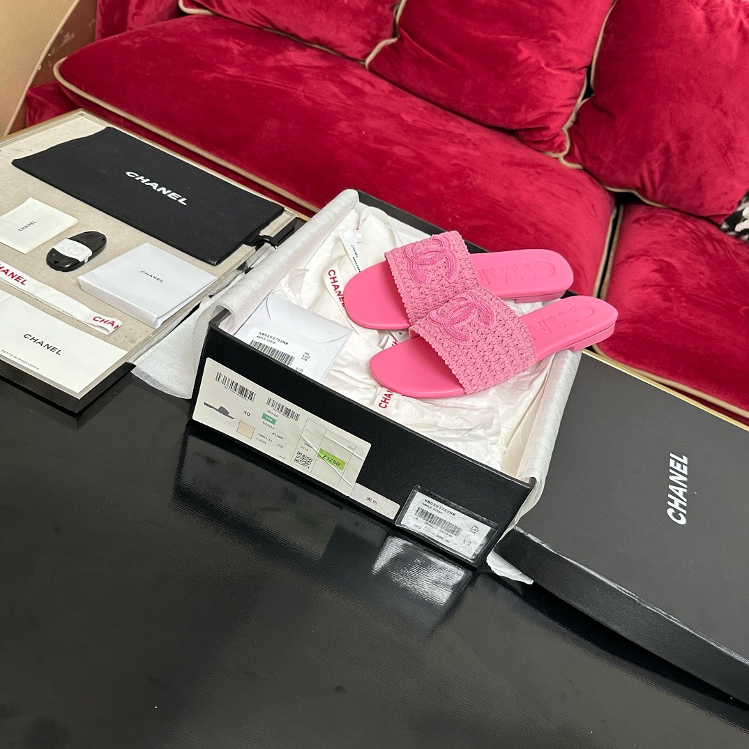 CHANEL  coco beach Woven slippers