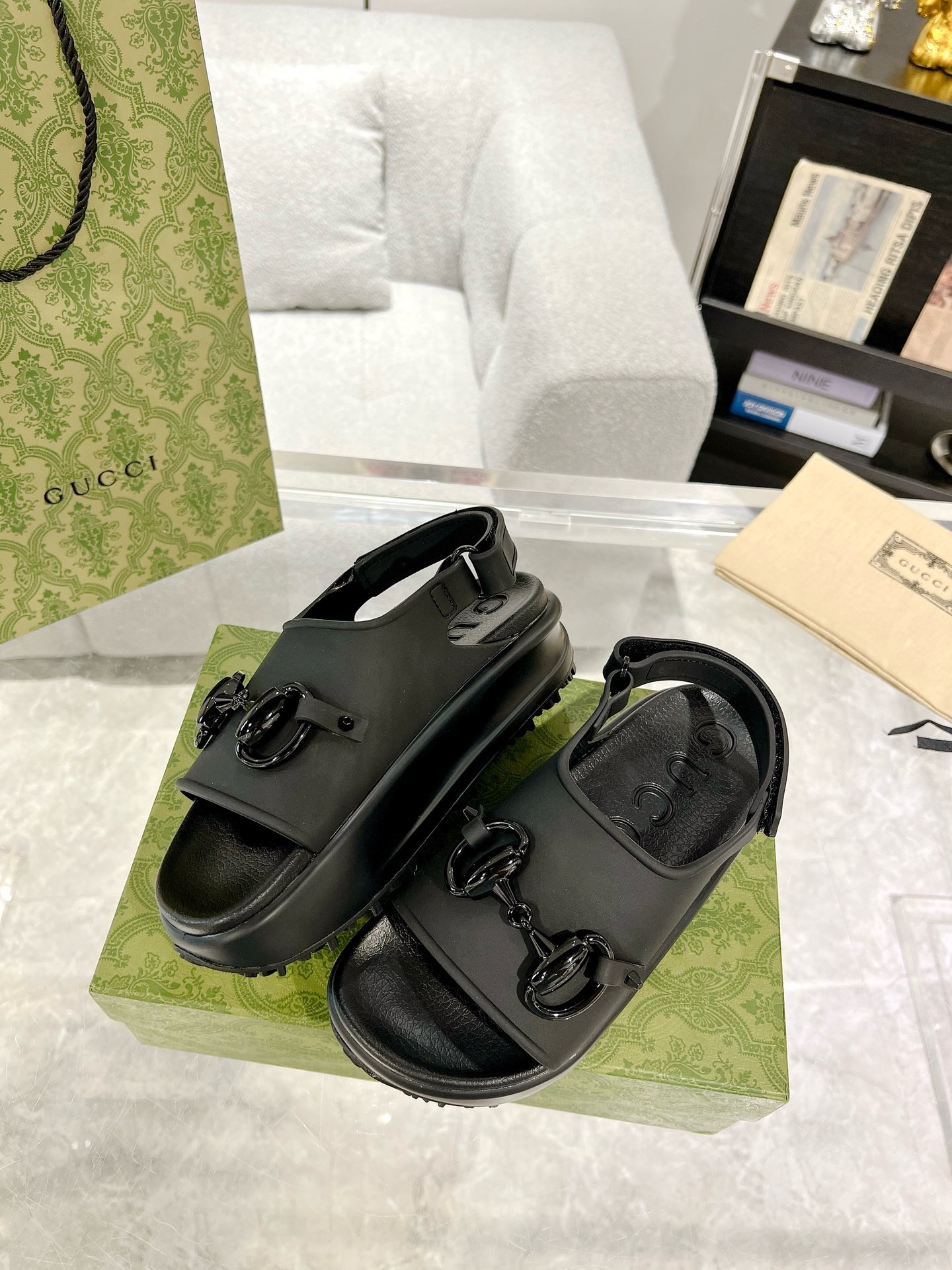 GUCCI Horse-bit buckle platform sandals