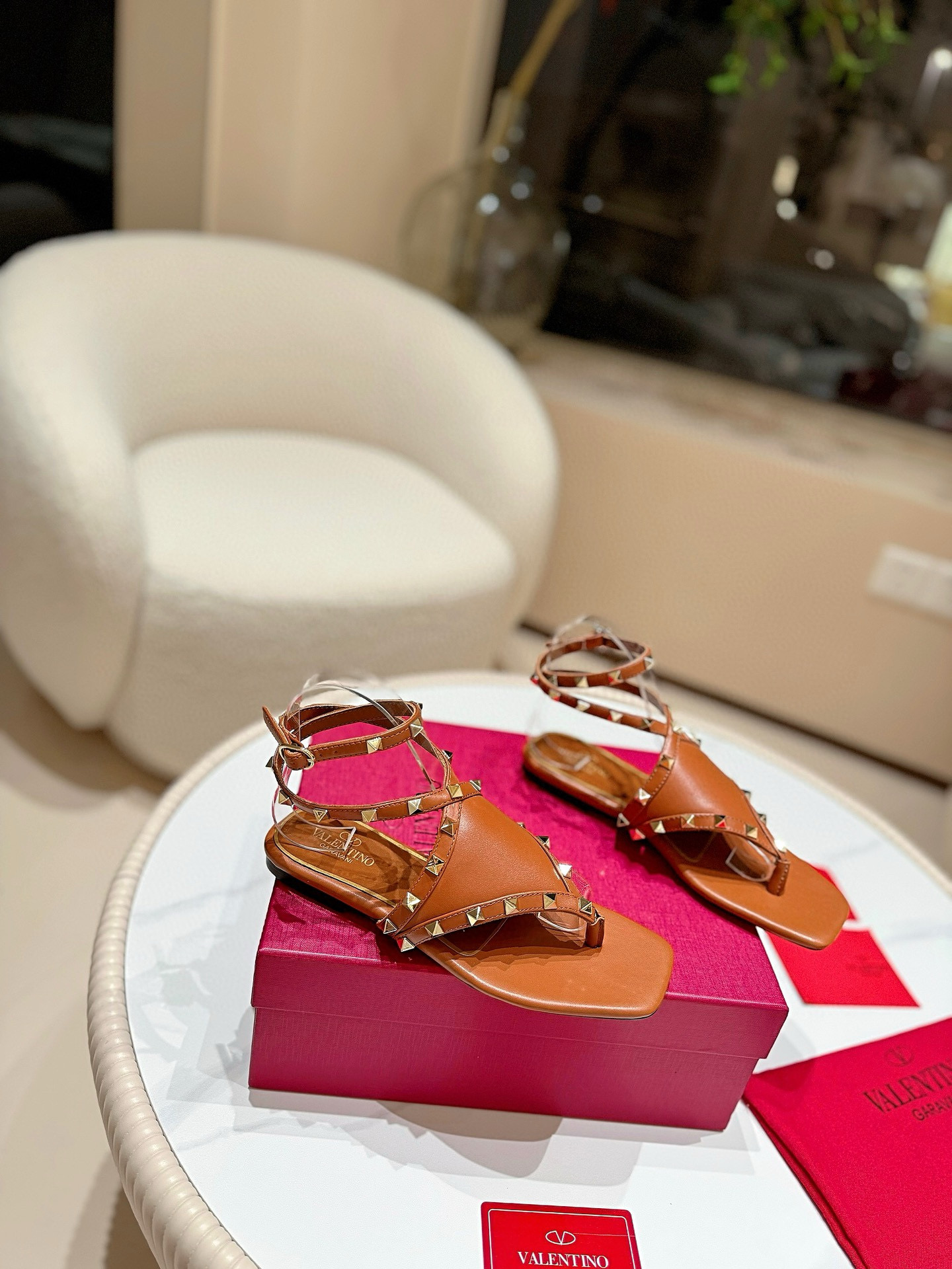 Valentino ROMAN STUD FLAT CALFSKIN SANDAL