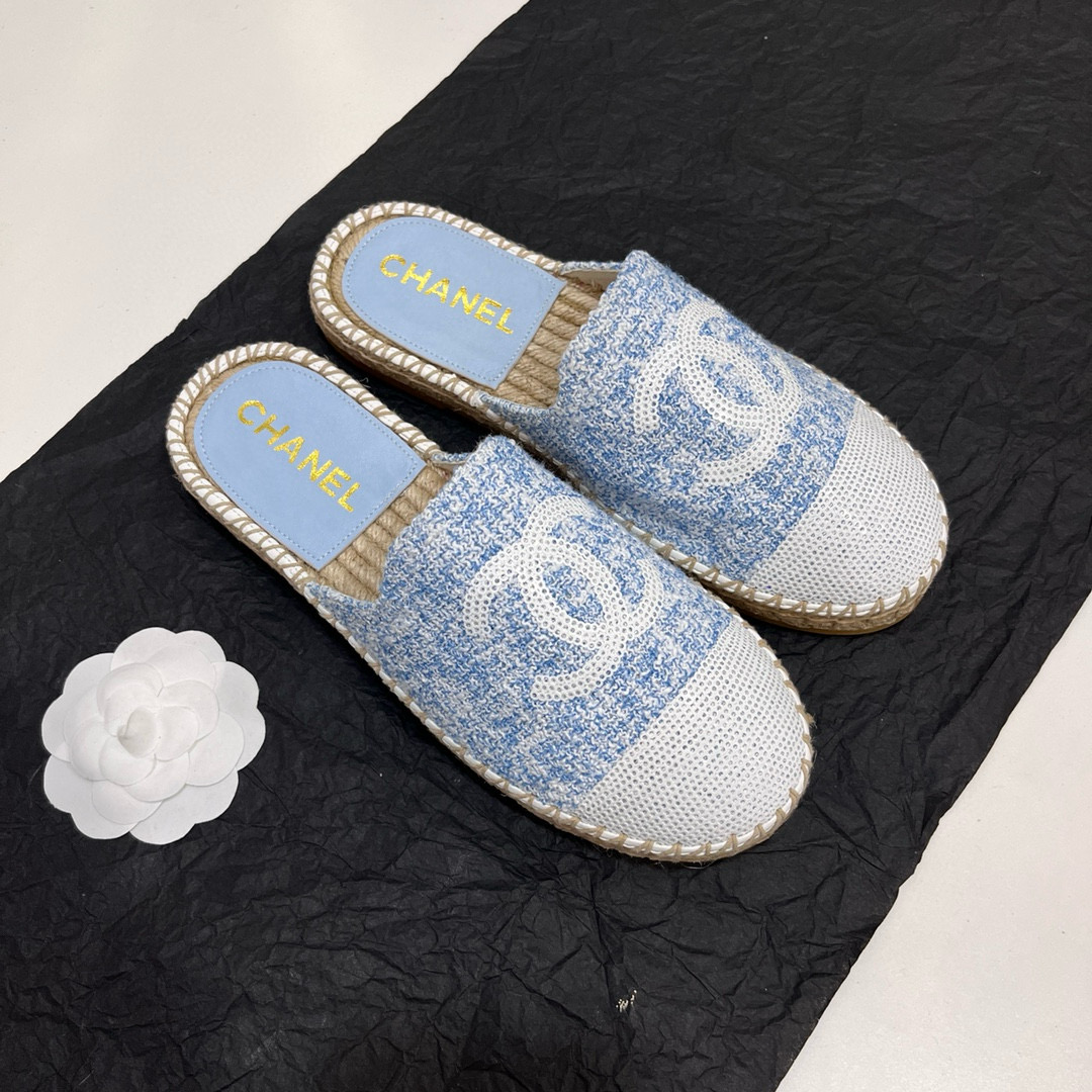 CHANEL Hemp rope sequined fisherman shoes