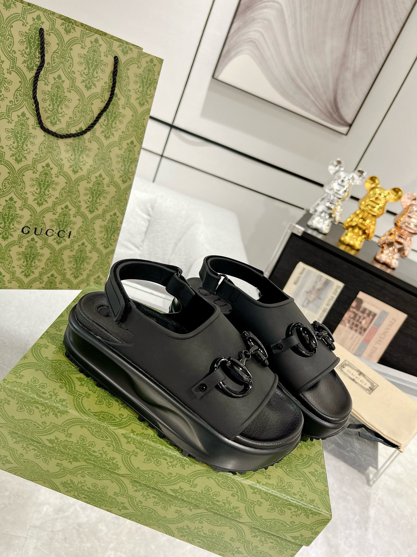 GUCCI Horse-bit buckle platform sandals
