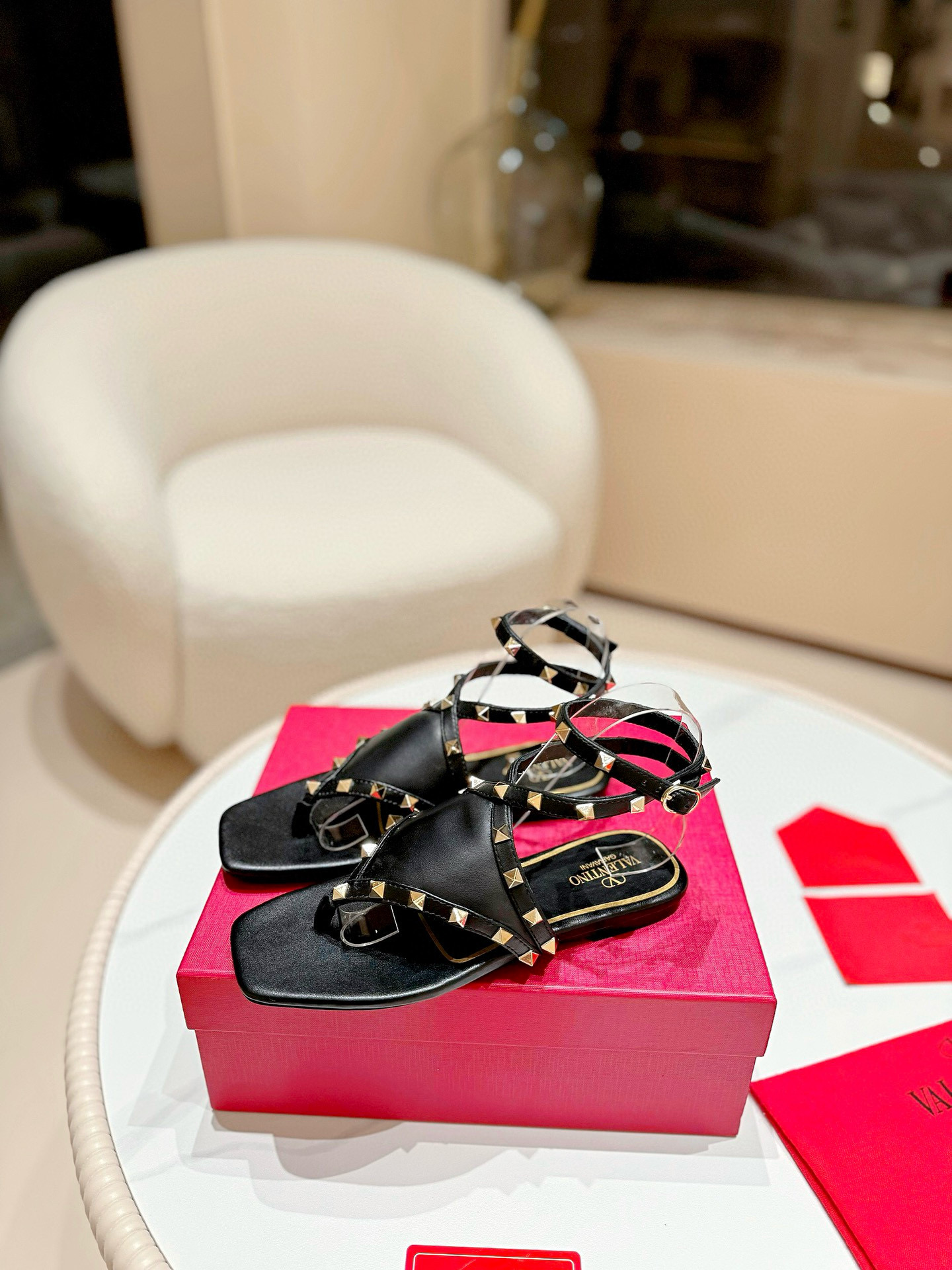 Valentino ROMAN STUD FLAT CALFSKIN SANDAL