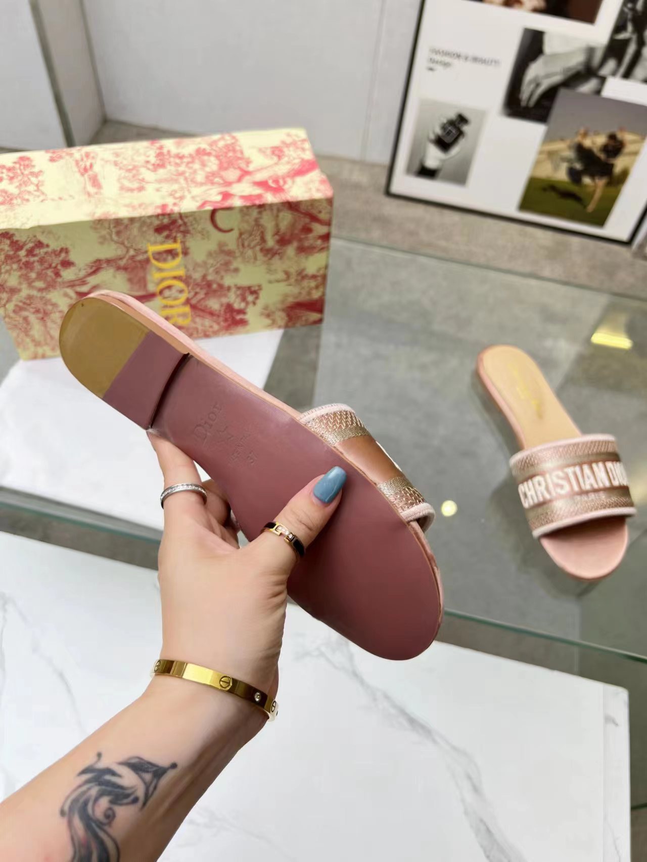 Dior Customized letter jacquard embroidered sandals