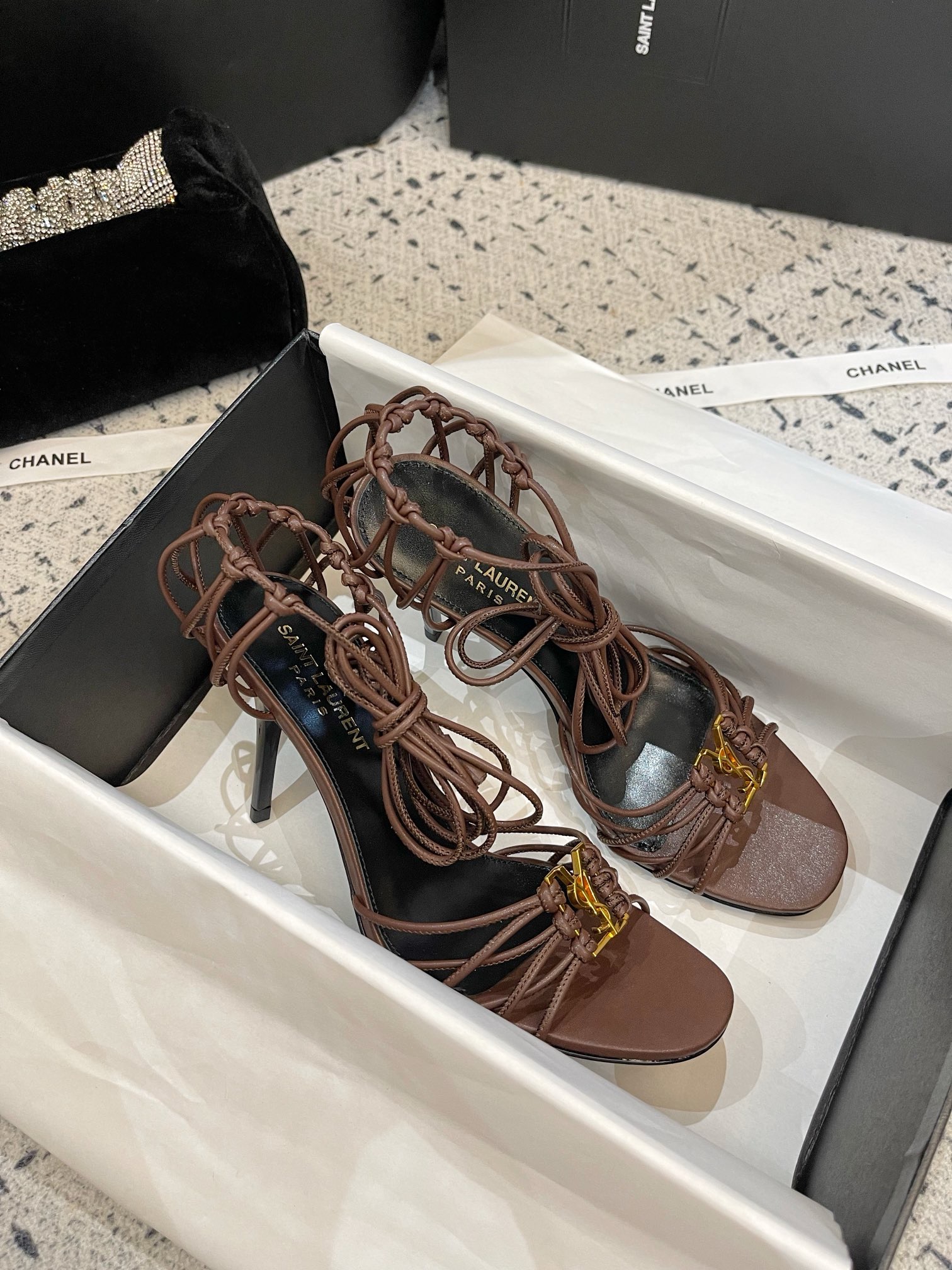 SAINT LAUREN YSL Strap high heels