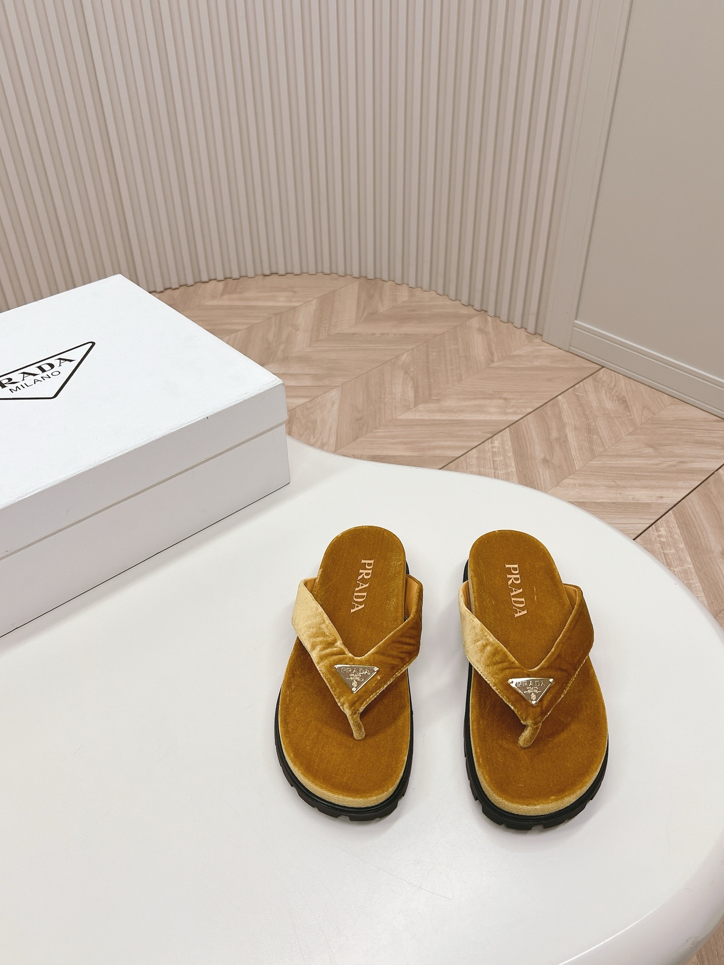 Prada Velvet thong flip-flops