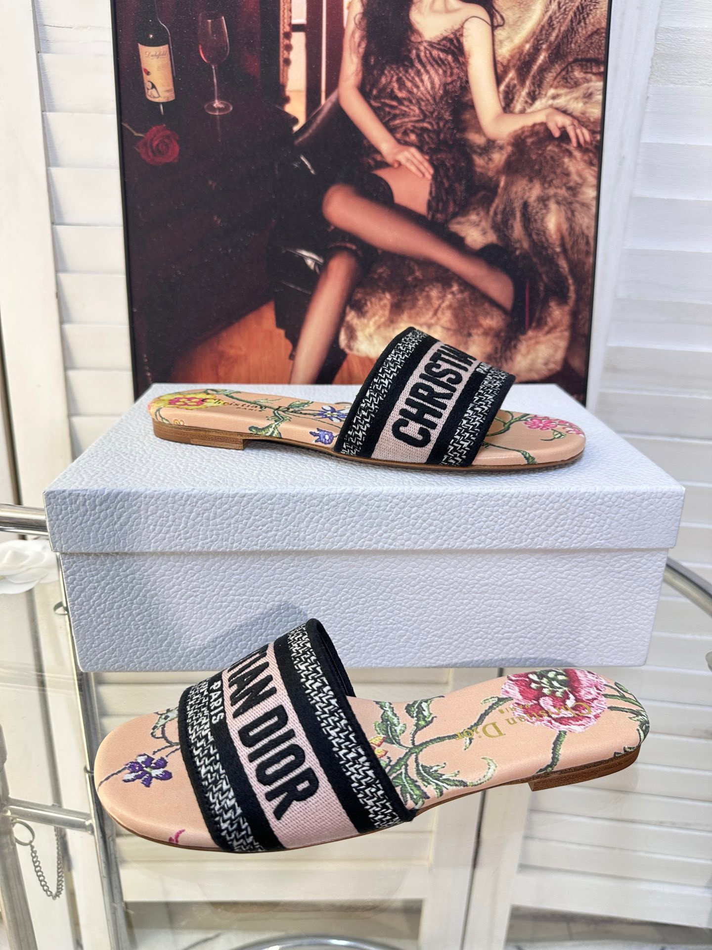 Dior Jacquard embroidered slippers