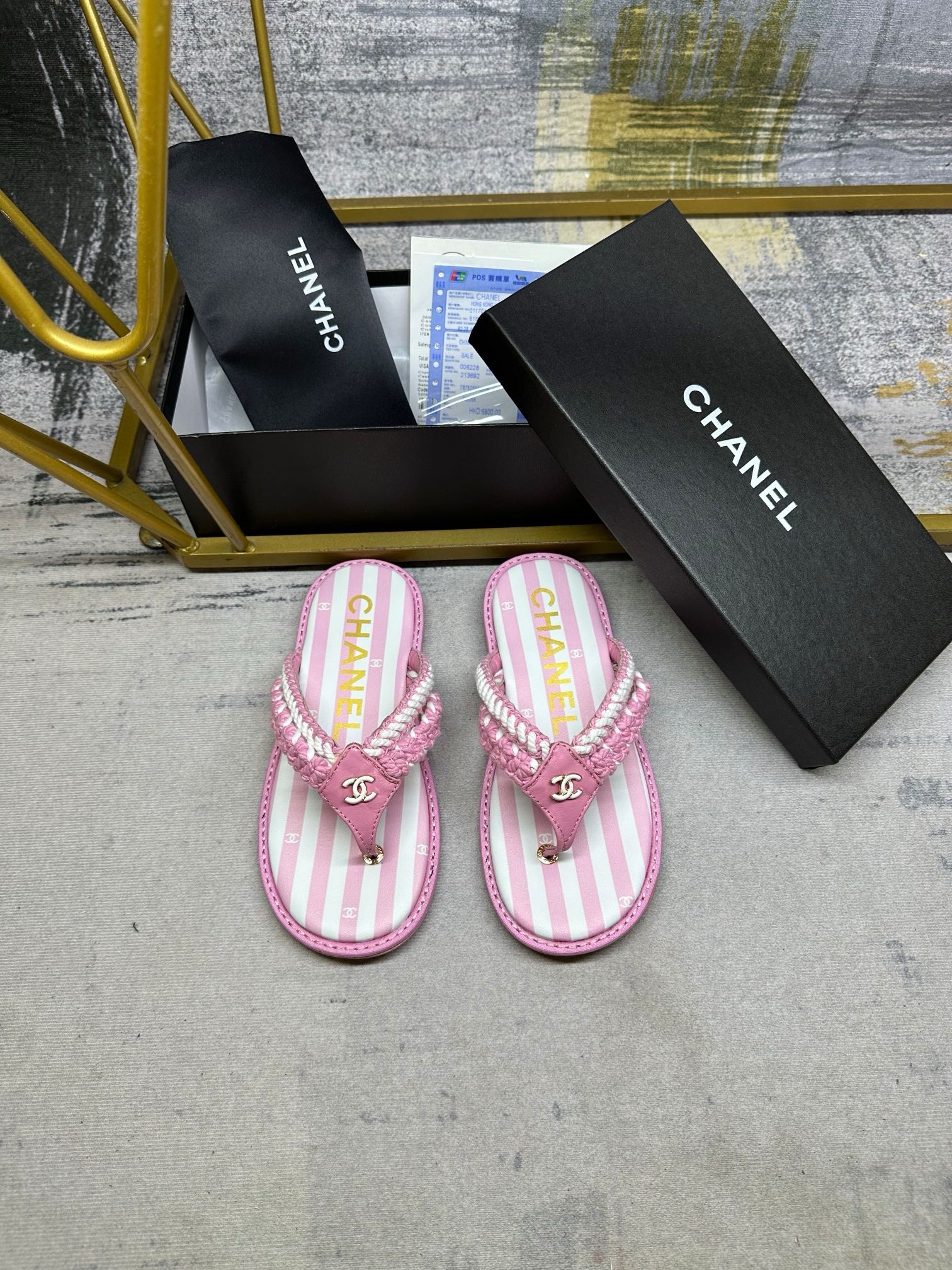 CHANEL Clip-on slippers