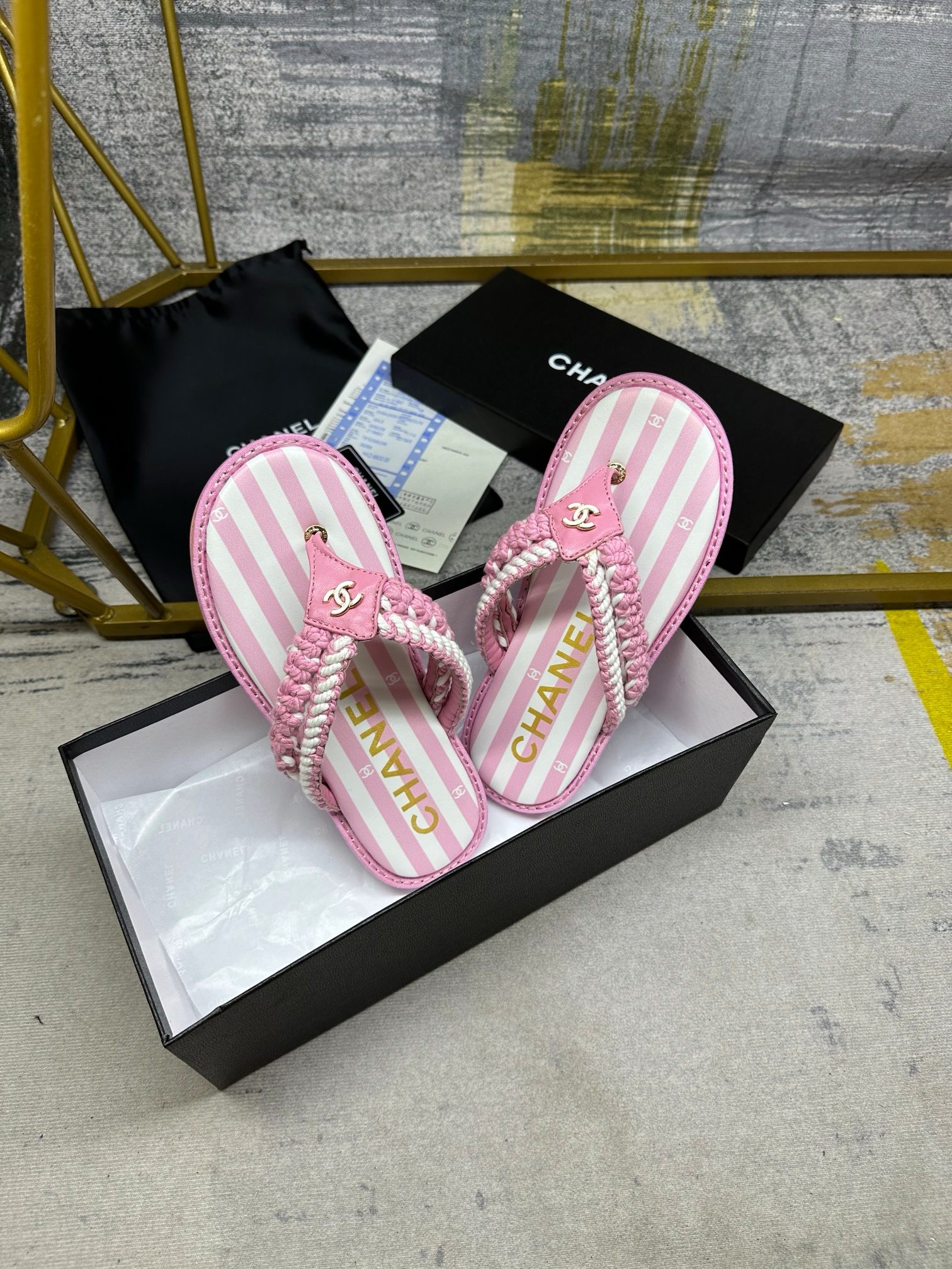 CHANEL Clip-on slippers