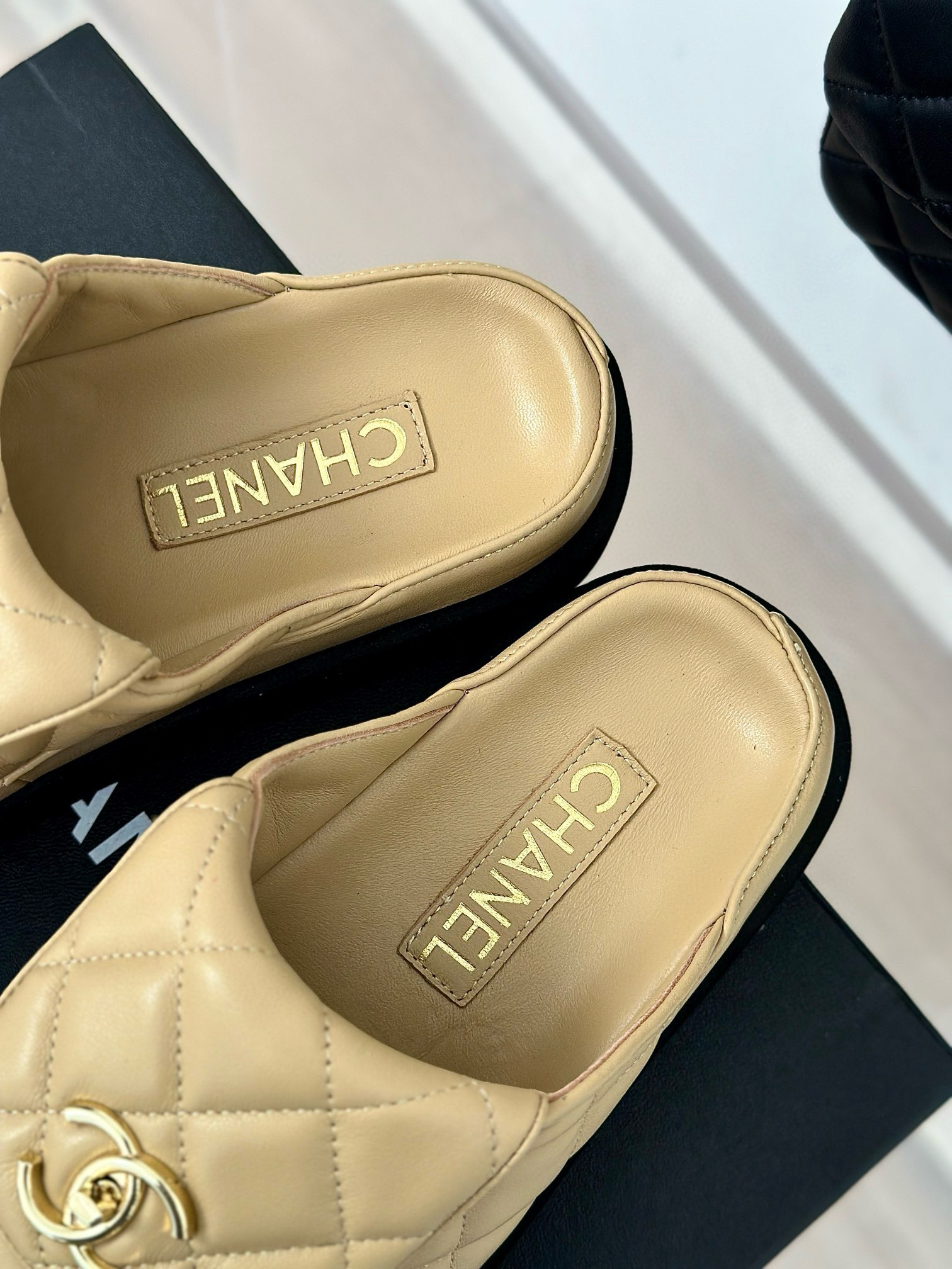 CHANEL buckle diamond birkenstock slippers