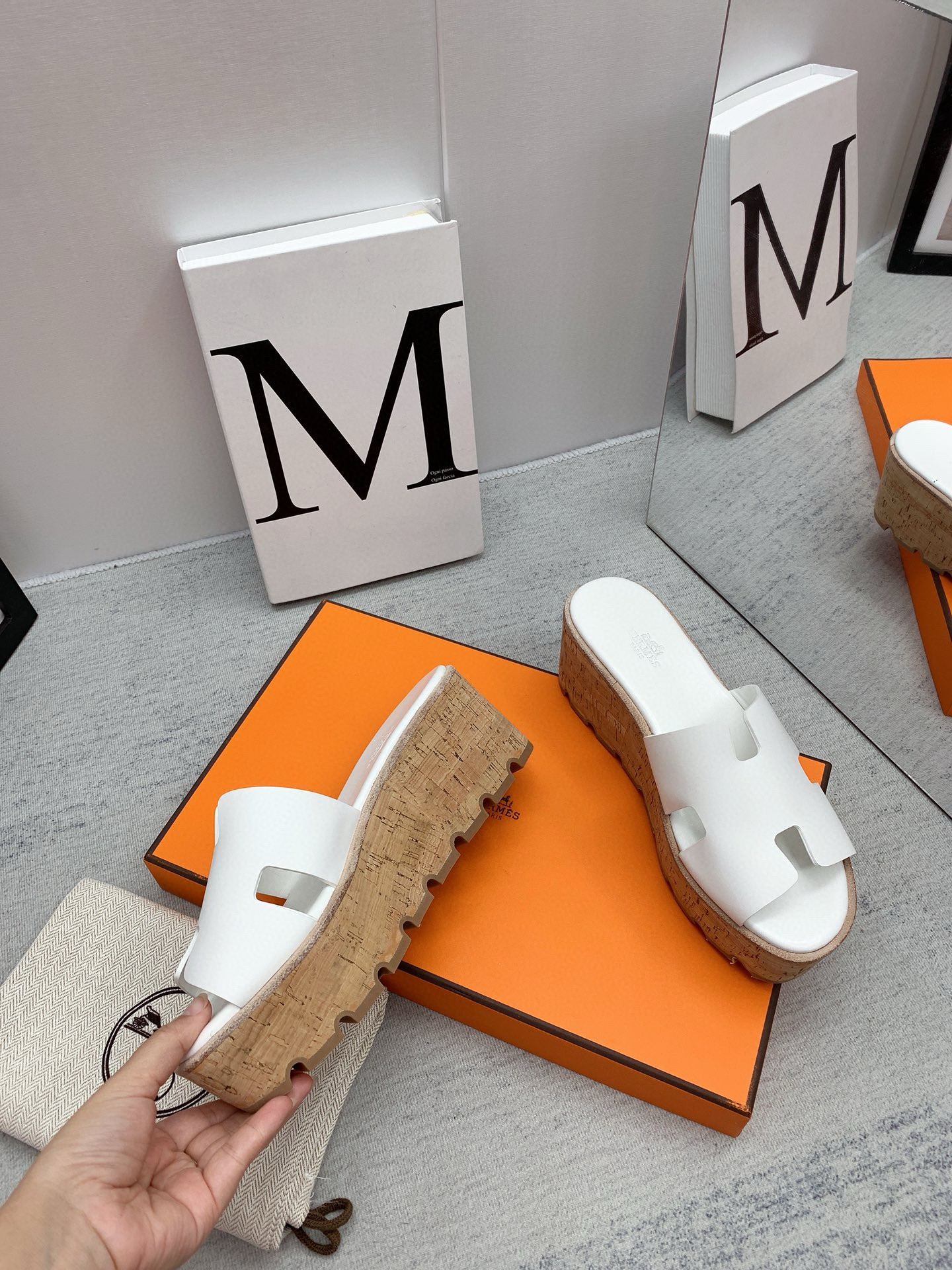 HERMES Wooden Wedge Sandals