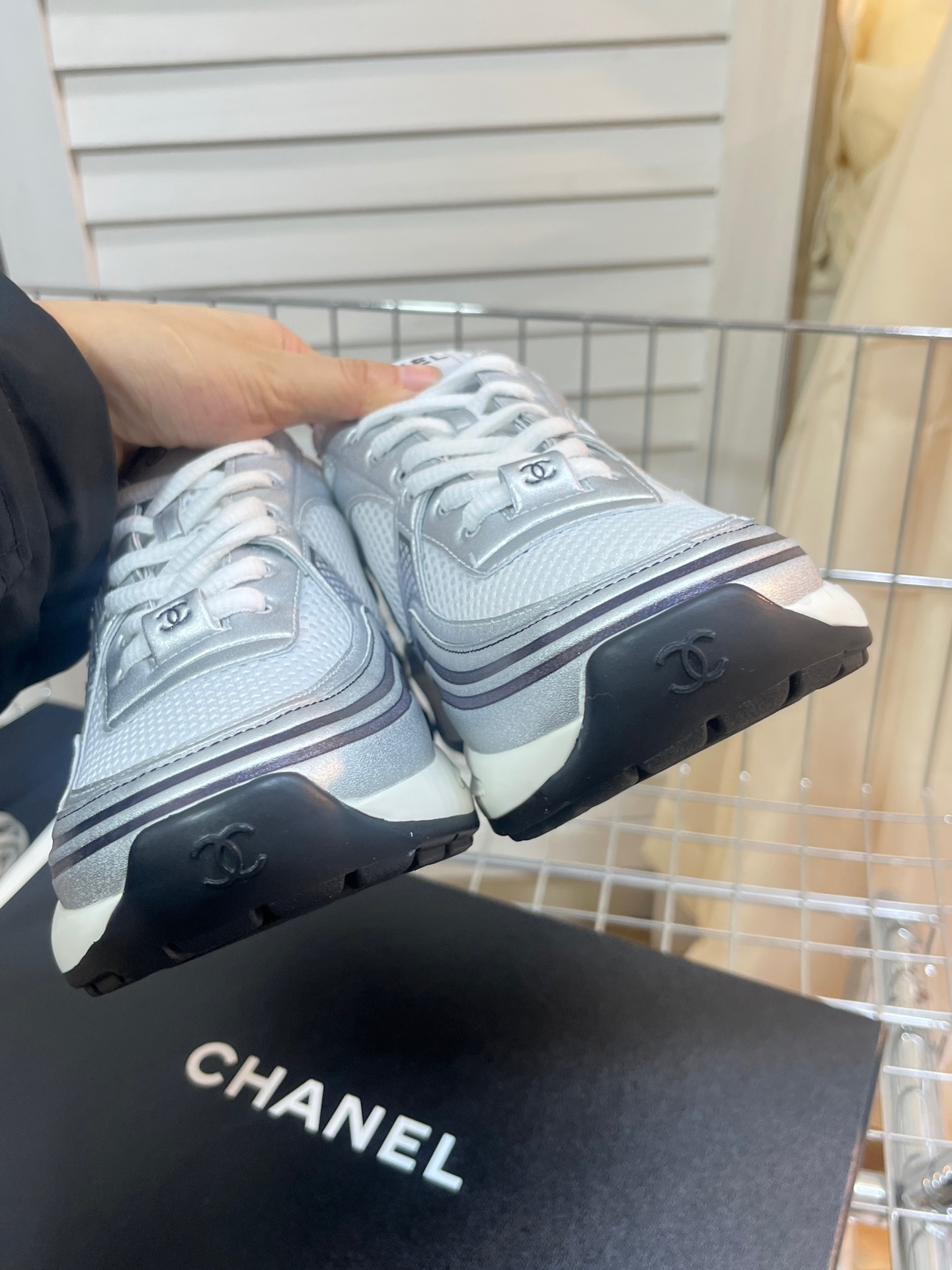 CHANEL Gold and silver horn king sneakers