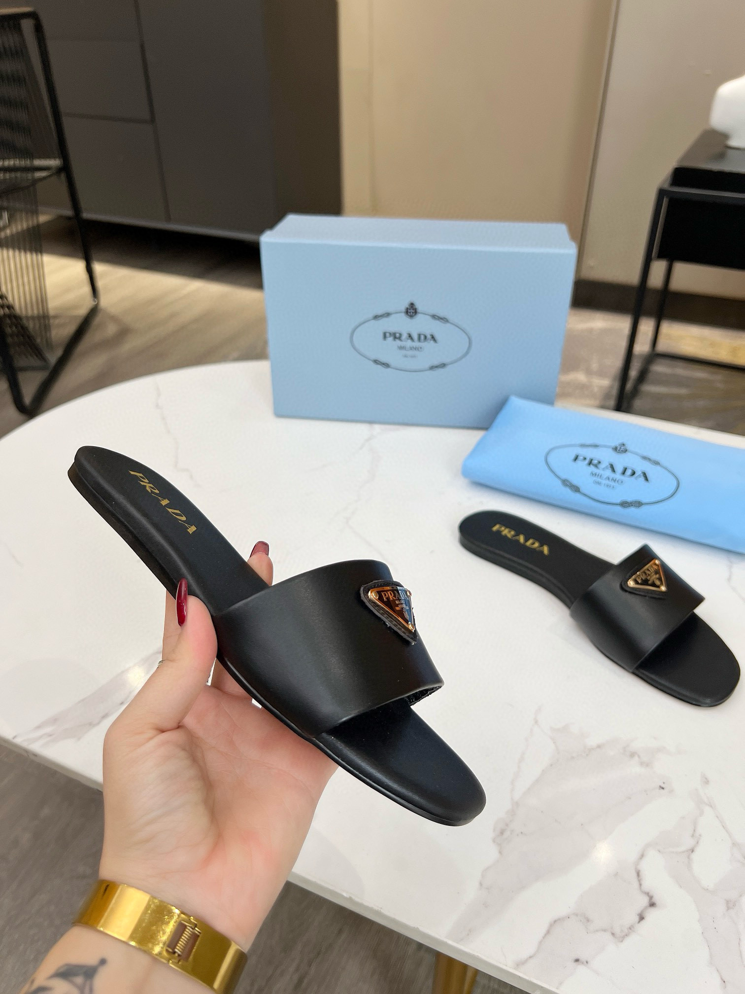 PRADA Leather Slides