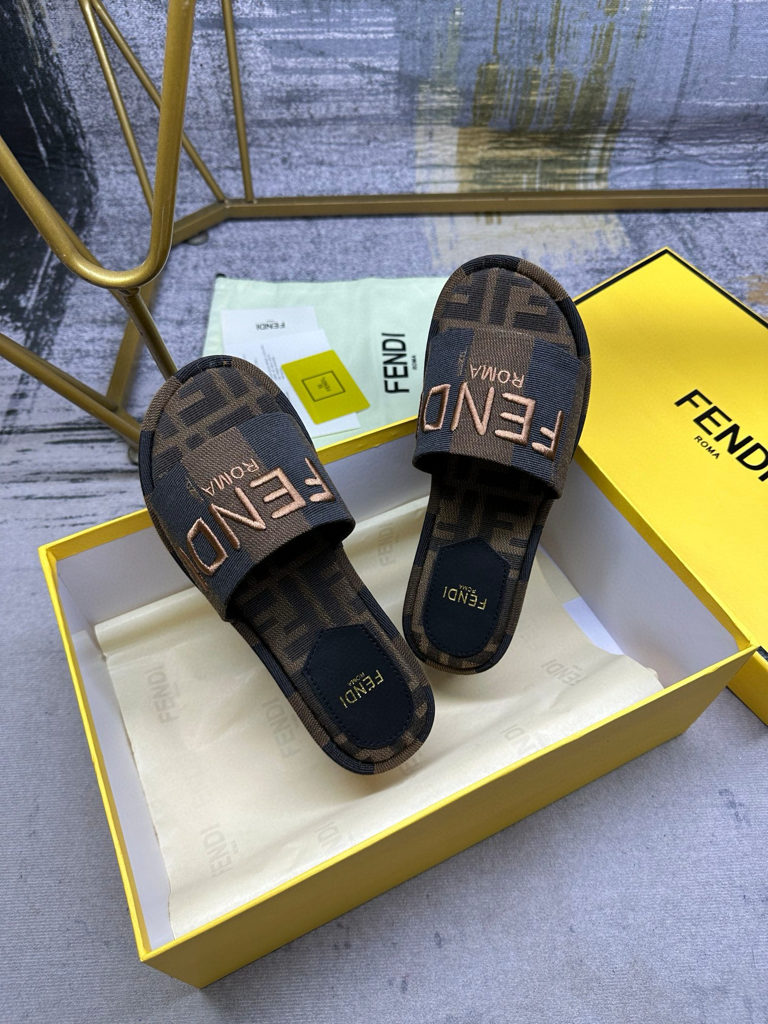 FENDI Sunshine Platform Slippers