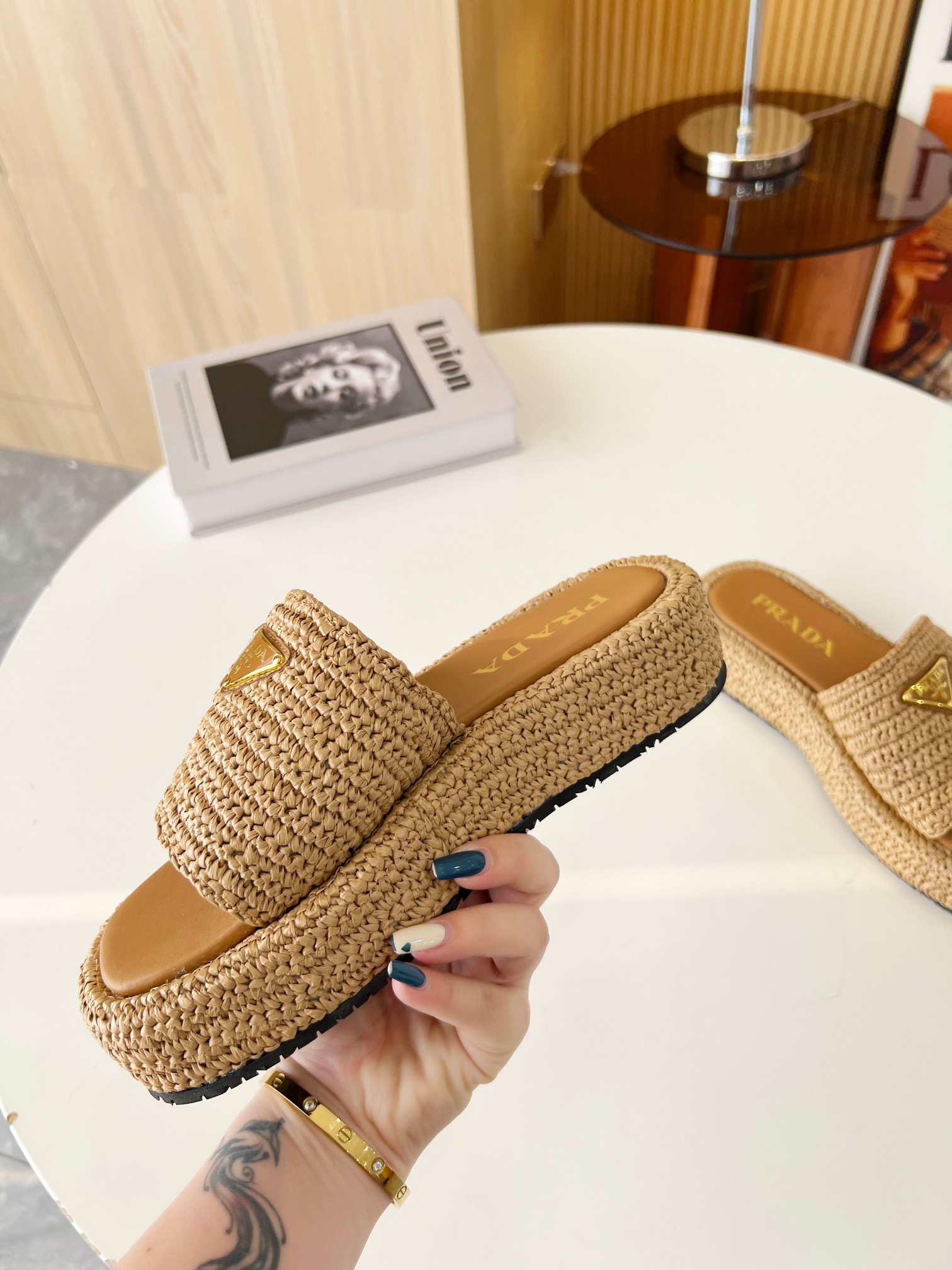 PRADA Crochet platform slip-style Slippers