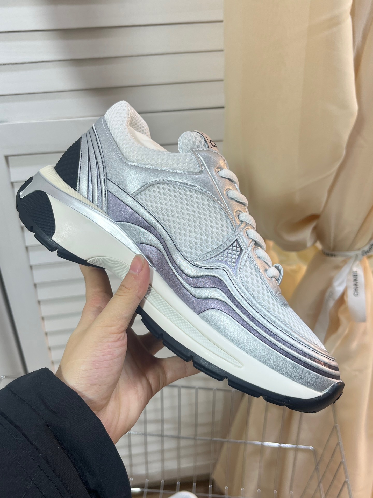 CHANEL Gold and silver horn king sneakers