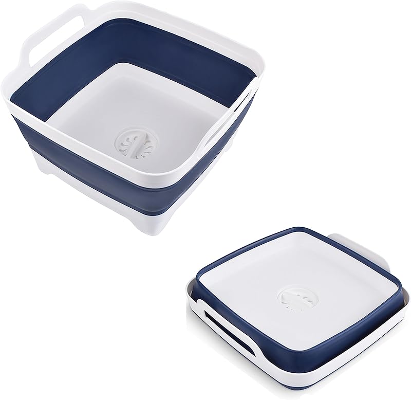 MontNorth Dishpan For Washing Dishes,9L Collapsible and Portable,Wash Dish Basin,Foldable Laundry Tub with Drain Plug for Kitchen Sink,Camping,Gray