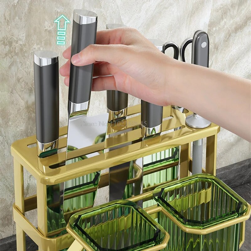 Kitchen Cutlery Organizer Multi-functional Kitchen Counter Storage Chopsticks Tableware Holder Basket Sponge Holder For Kitchen