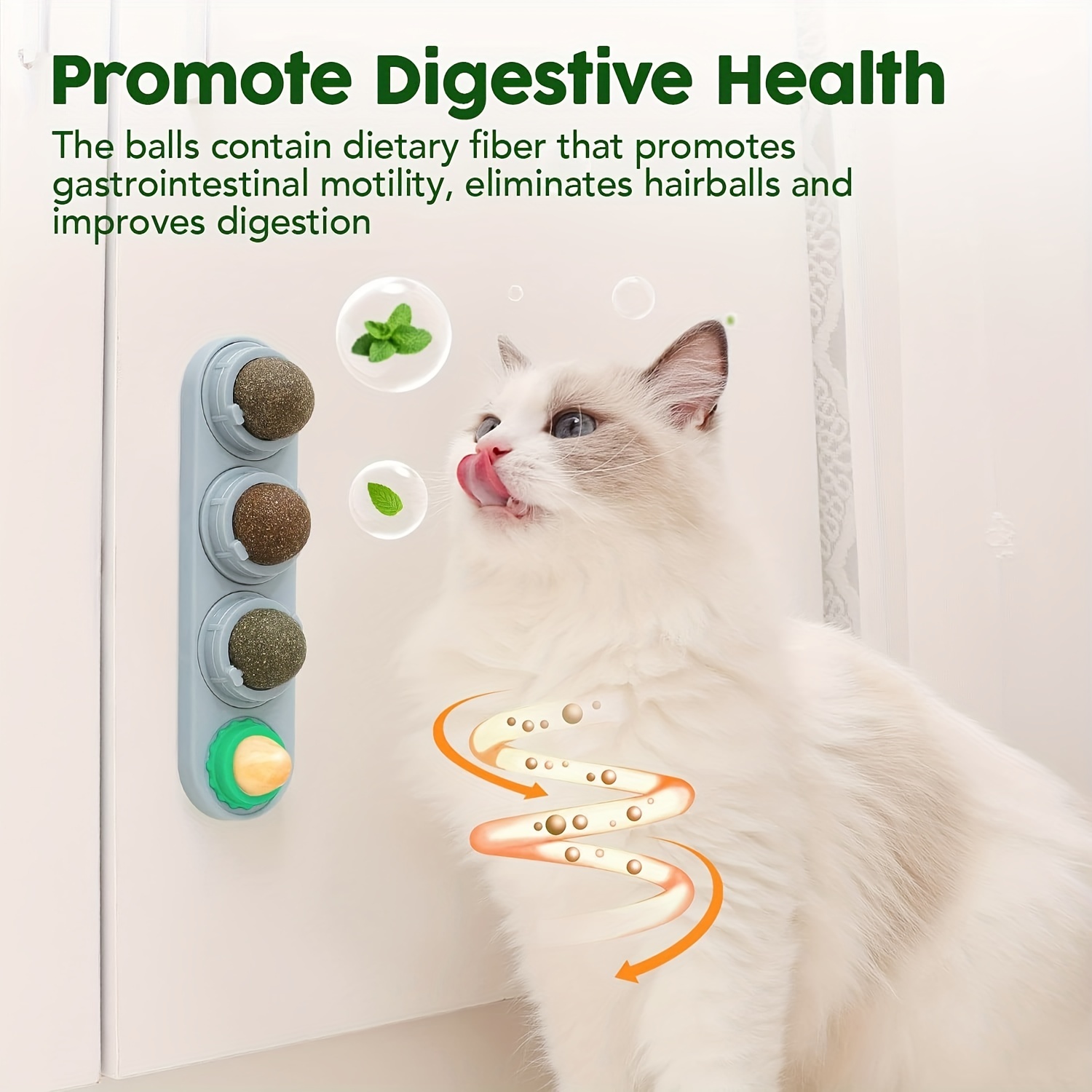 1pc 4 Catnip Balls Toy, Rotatable Edible Silvervine Balls Cat Energy Ball, Natural Healthy Self-adhesive Cat Licking Ball Toy