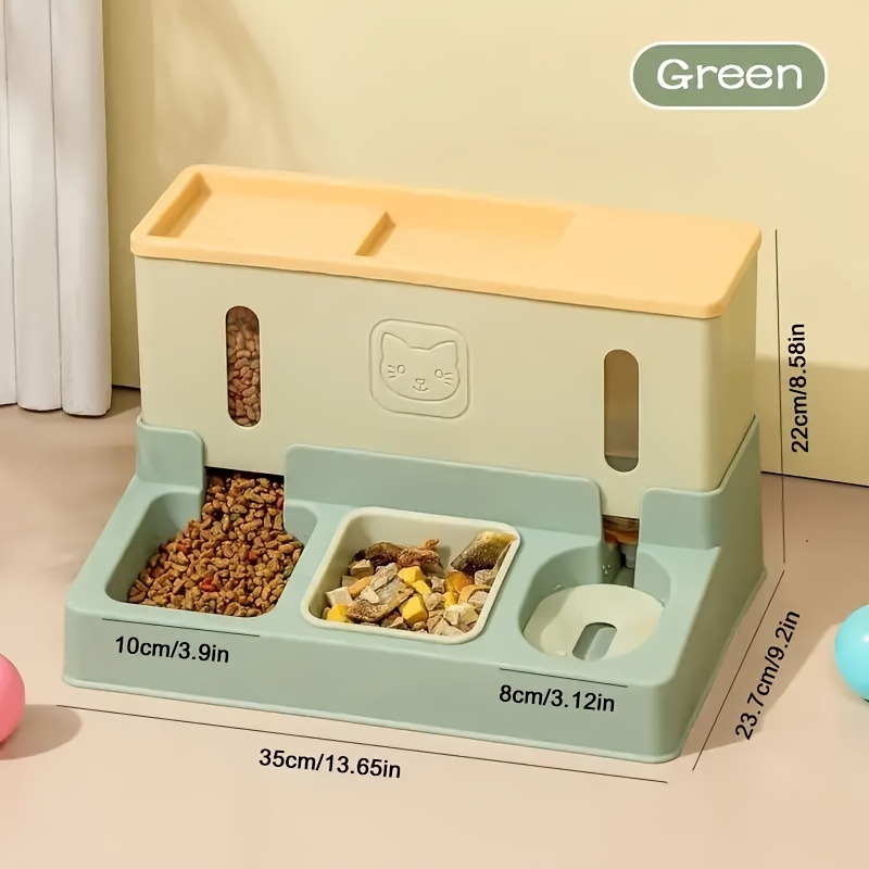 Cartoon Integrated Pet Feeder Automatic Water Fountain, Gravity Cat Food And Water Feeder Set Pet Supplies