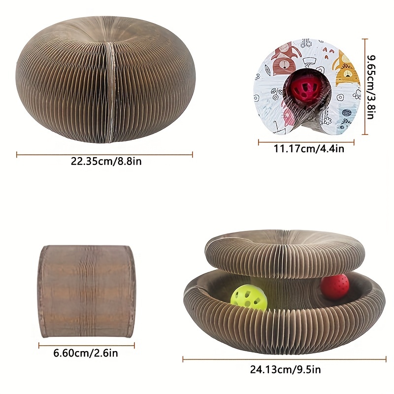 Foldable Cat Scratch Board Toy With Bell Ball And Glass Ball, Durable And Reusable Cat Scratching Pad Cat Claw Grinding Toy
