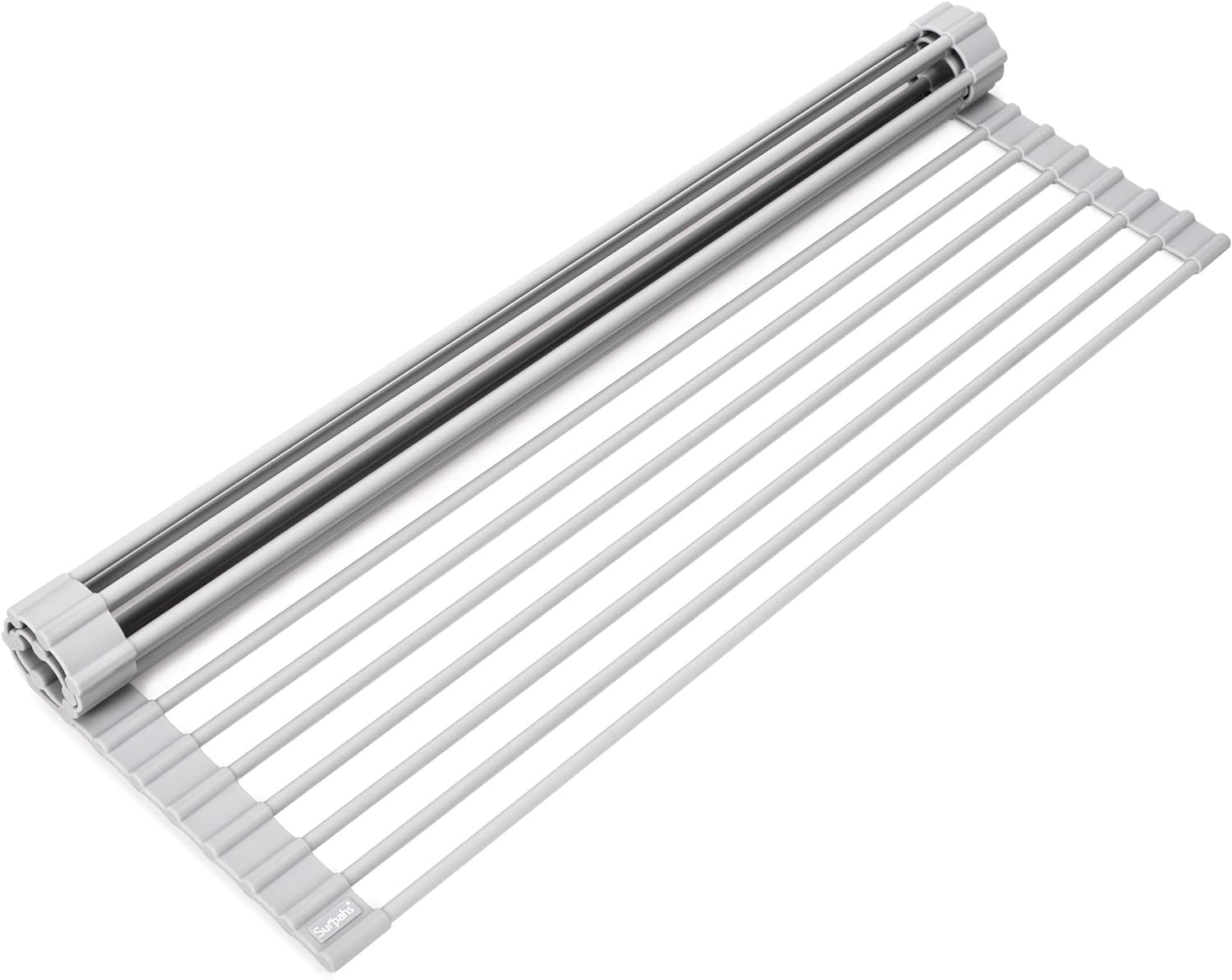 Surpahs Over The Sink Multipurpose Roll-Up Dish Drying Rack (Warm Gray, Large - 20.5