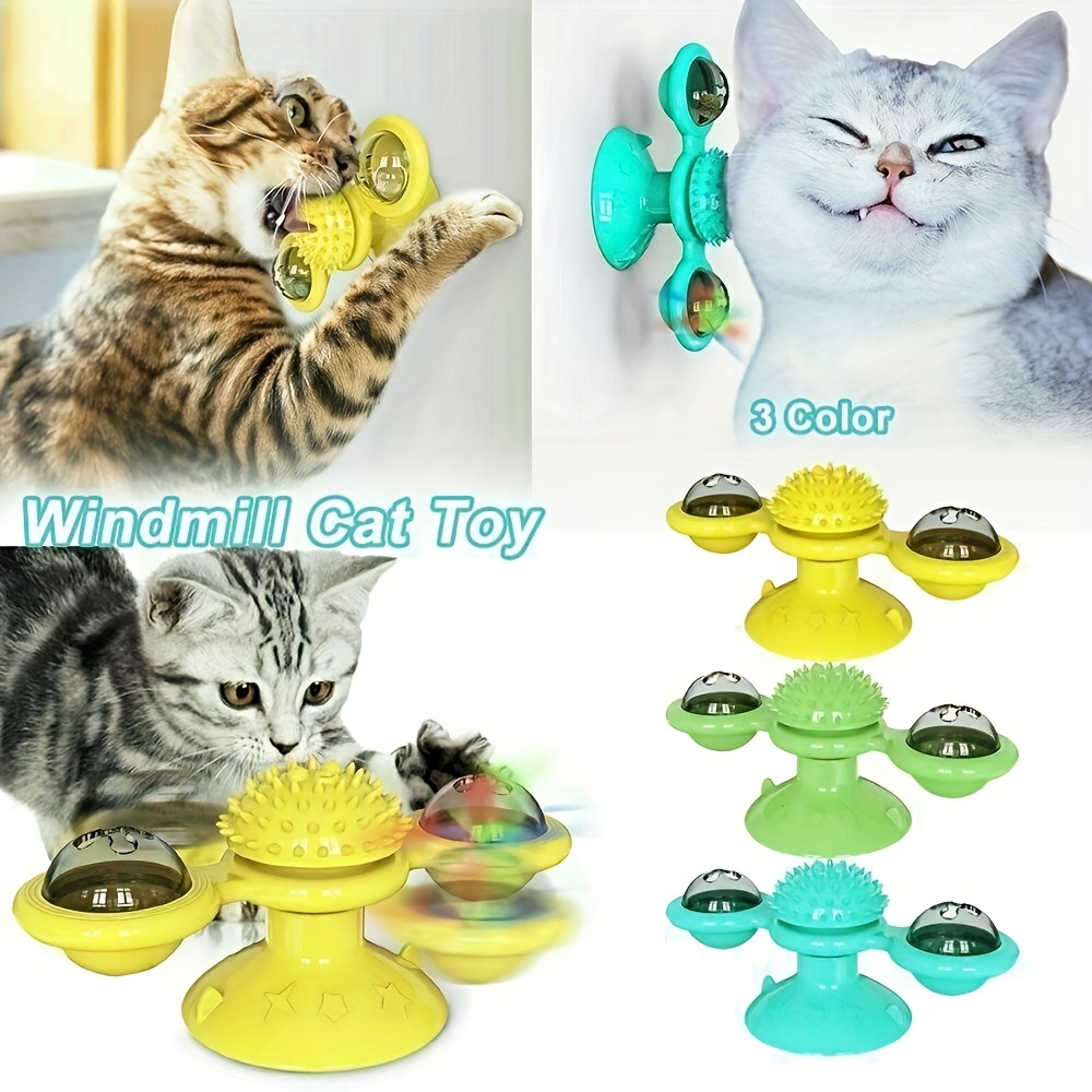 Interactive Windmill Cat Toy with LED Light, Promotes Dental Health and Relieves Stress