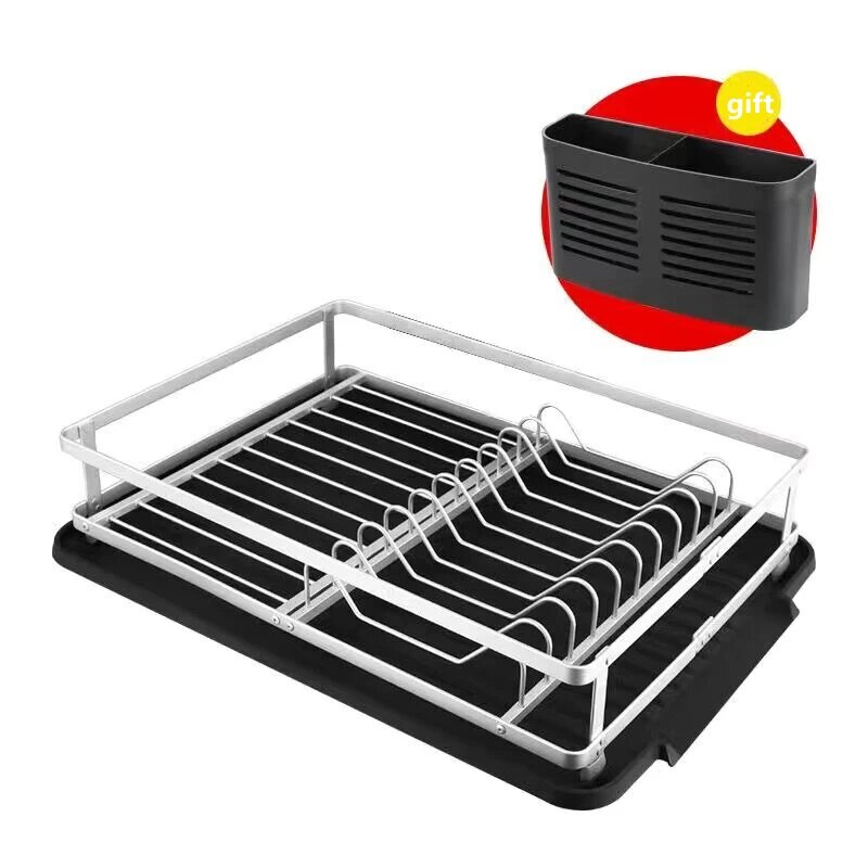 Aluminium Alloy Kitchen Dish Storage Rack Antirust Dishes Drainer Shelf Plate Tableware Holder Knife and Fork Container
