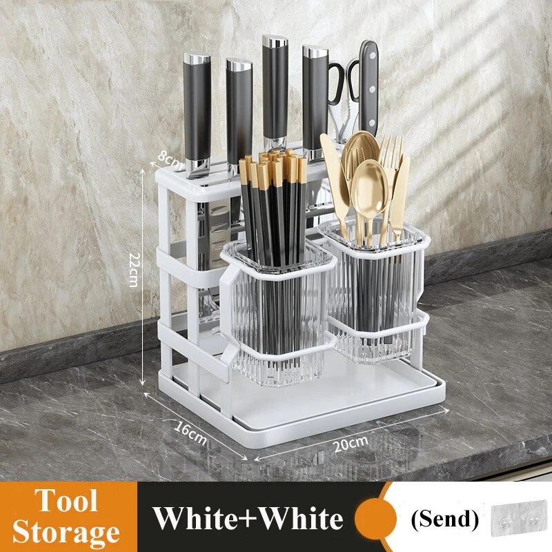 Kitchen Cutlery Organizer Multi-functional Kitchen Counter Storage Chopsticks Tableware Holder Basket Sponge Holder For Kitchen