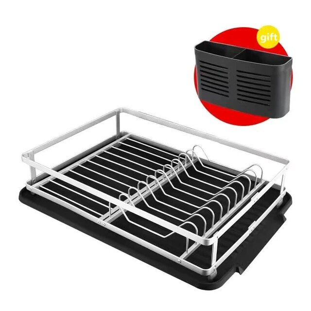 Aluminium Alloy Kitchen Dish Storage Rack Antirust Dishes Drainer Shelf Plate Tableware Holder Knife and Fork Container