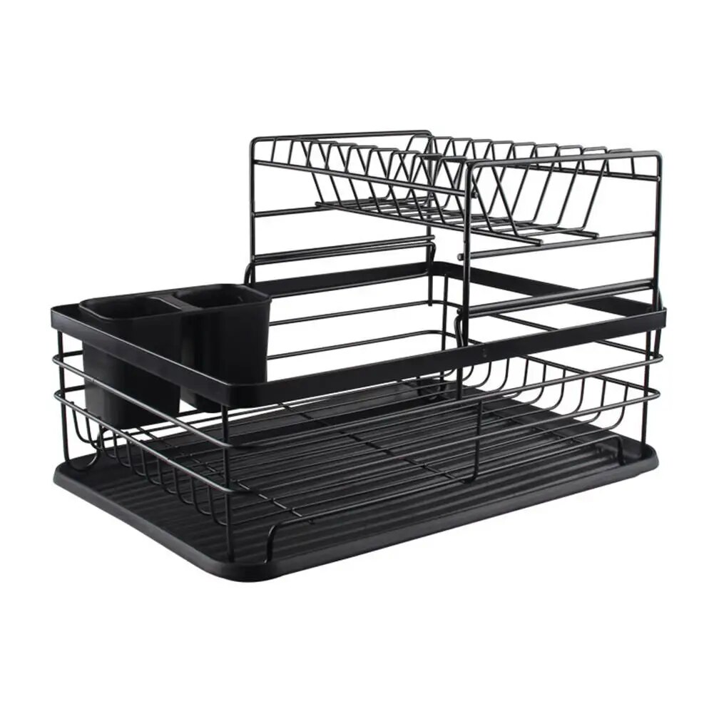 Dish Drying Rack Drainer Storage Rack 2 Layers Iron Tableware Organizer Kitchen Tools For Bowl Dishes Chopsticks