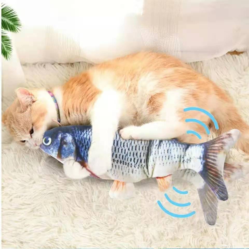 Interactive Cat Toy - Flopping Fish Plush With Realistic Tail Wagging - Keep Your Cat Entertained!