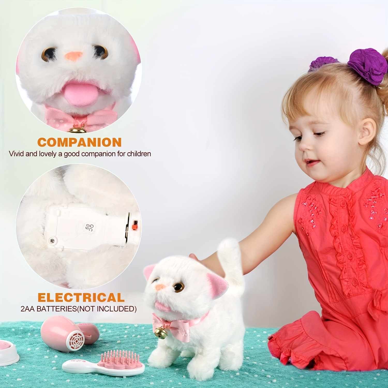 Plush Electronic Interactive Cats That Move And Meow Walking Lifelike Interactive Toy Robot Kitten Pet Cute Stuffed Kitten For Girls Kids