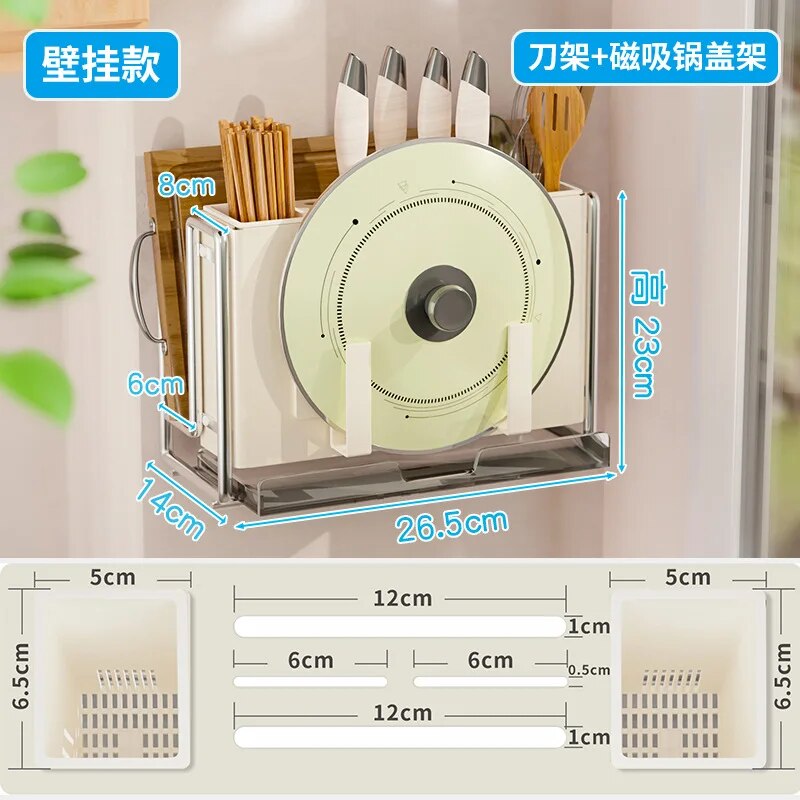 Ins Kitchen Storage Rack, Stainless Steel Drainer Rack, Knife Holder, Integrated Tableware Storage Organizer Kitchen Accessories