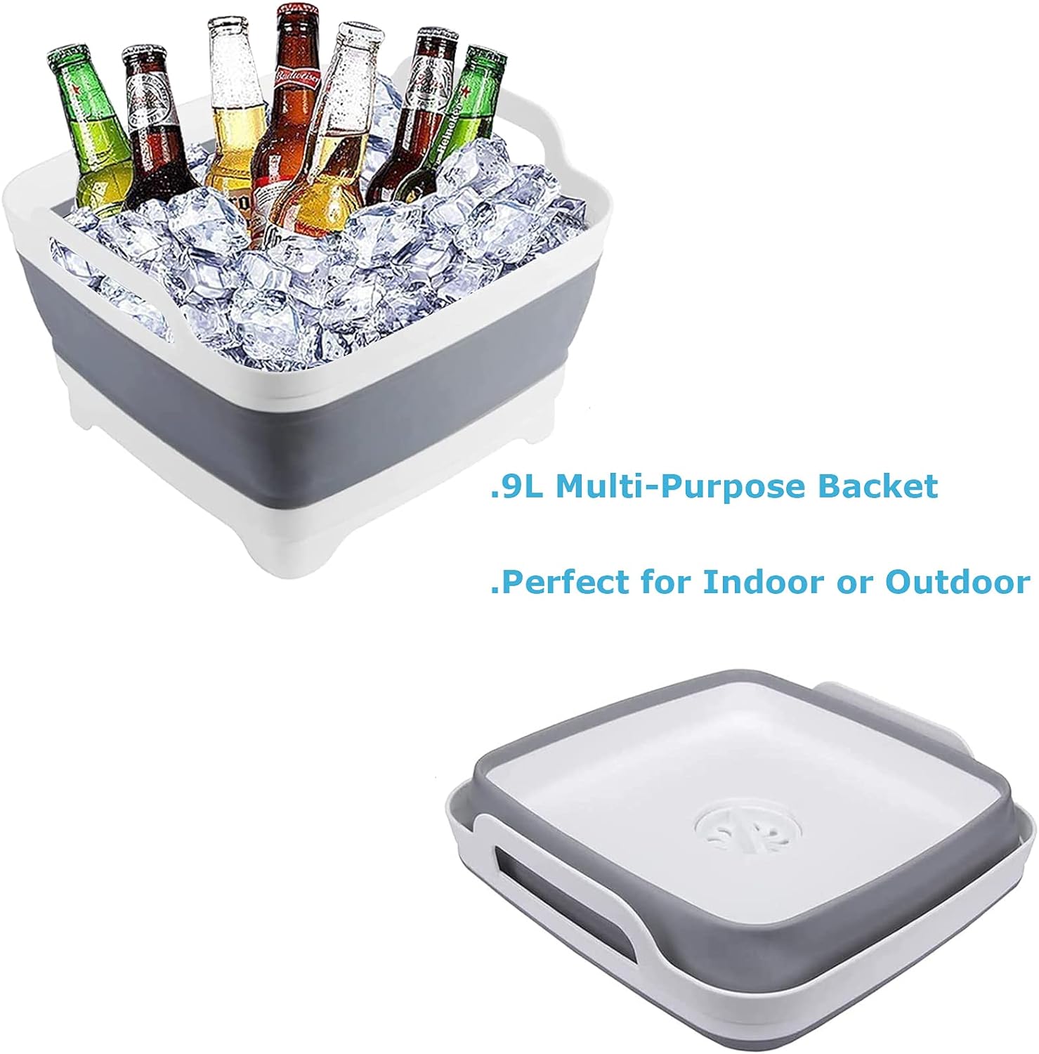 MontNorth Dishpan For Washing Dishes,9L Collapsible and Portable,Wash Dish Basin,Foldable Laundry Tub with Drain Plug for Kitchen Sink,Camping,Gray