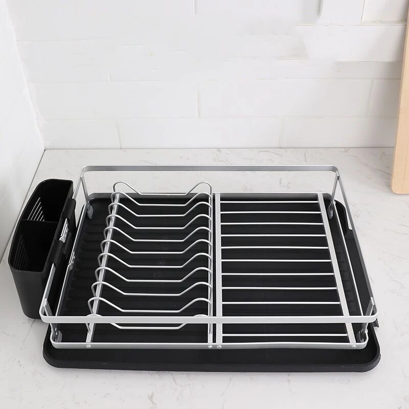 Aluminium Alloy Kitchen Dish Storage Rack Antirust Dishes Drainer Shelf Plate Tableware Holder Knife and Fork Container