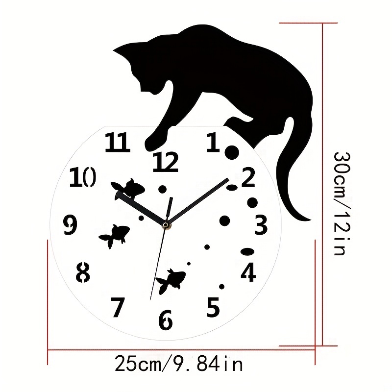 1pc Cute Cat Wall Clock / Creative Wall Clocks / Home DIY Decoration Watch / Cat On Clock Living Room Mirror 3D Wall Design