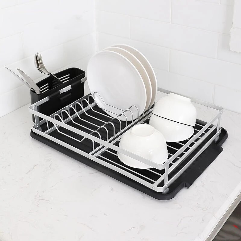 Aluminium Alloy Kitchen Dish Storage Rack Antirust Dishes Drainer Shelf Plate Tableware Holder Knife and Fork Container