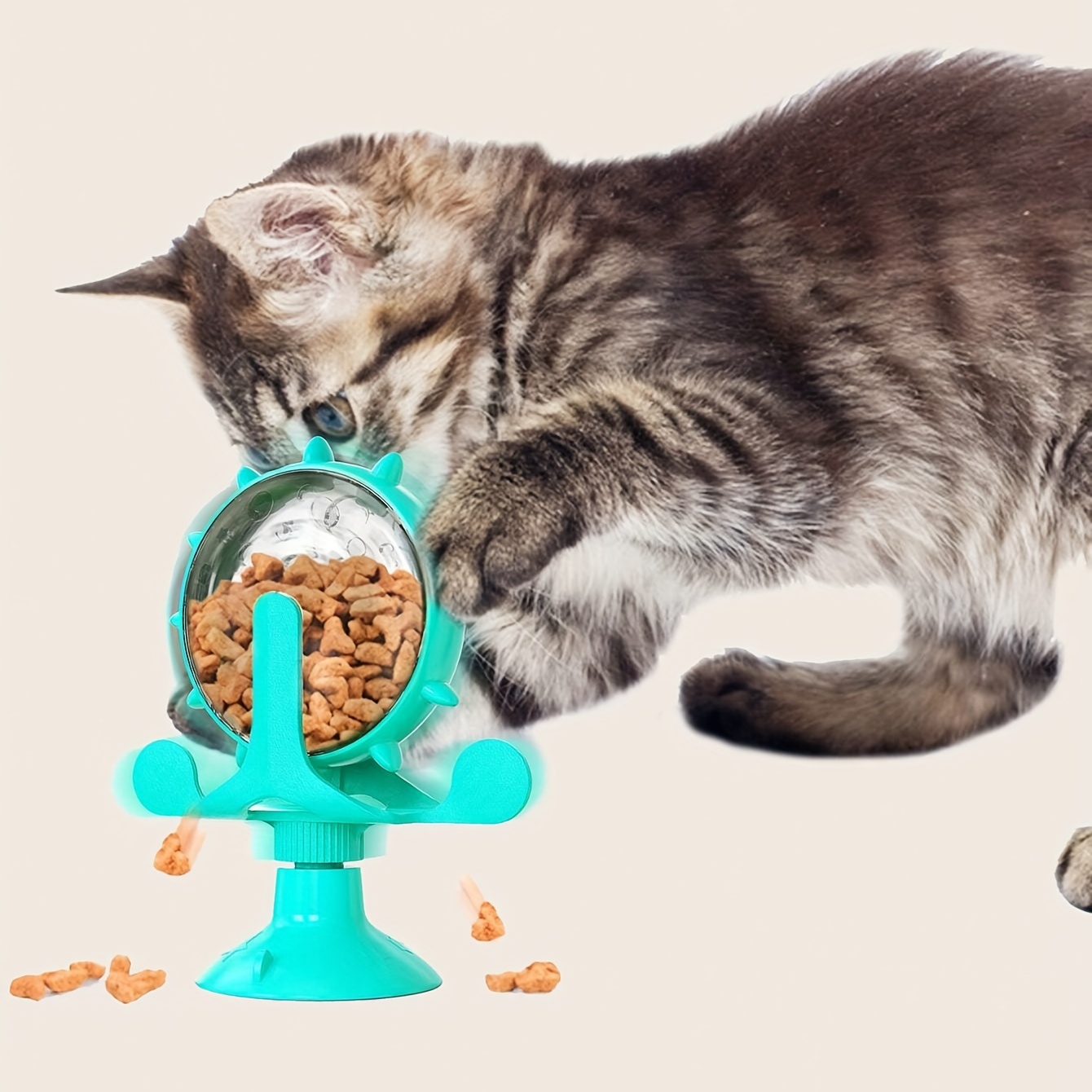 Cat Food Feeder Turntable Windmill Cat Teaser Toy Cat Leaking Toy Pet Food Device Pet Supplies