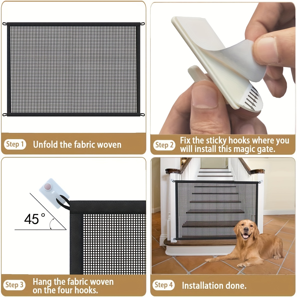 Dog Gate For Stairs Pet Gates For The House Dogs Screen Mesh Gate For Doorways Stairways Indoor Safety