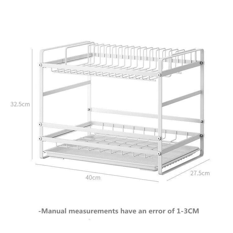 2 Layers Kitchen Bowl Rack Countertop Sink Bowl Plate Chopsticks Tableware Drainage Storage Rack Knife Holder Organizer
